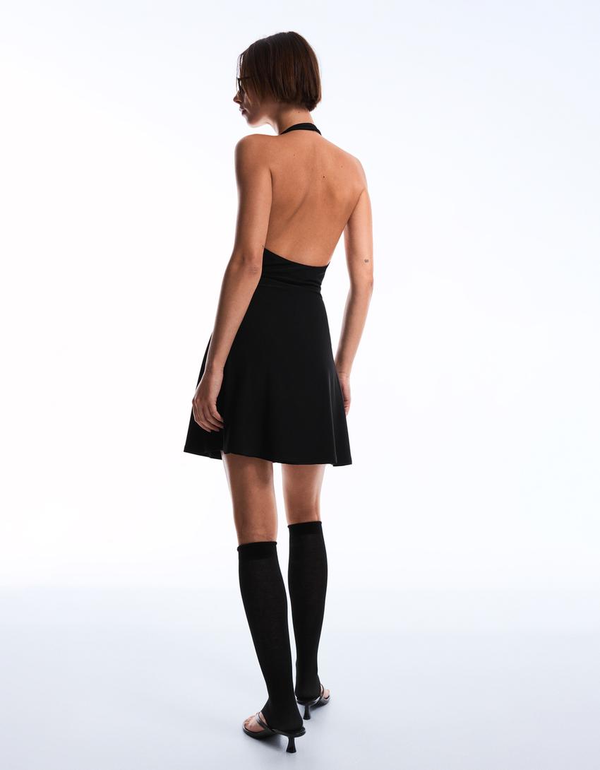 Halter mini dress-Black