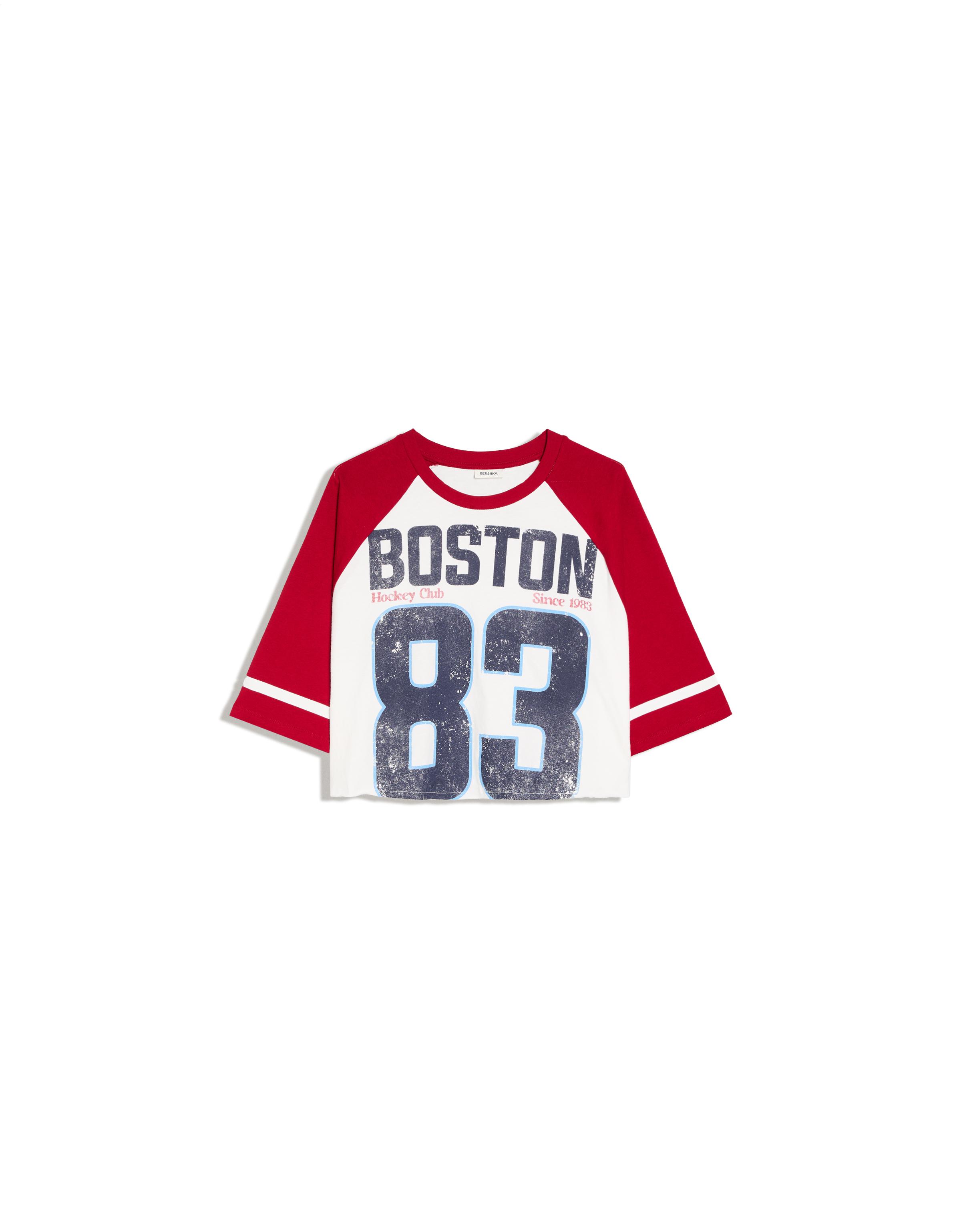 Short sleeve raglan print T-shirt — White