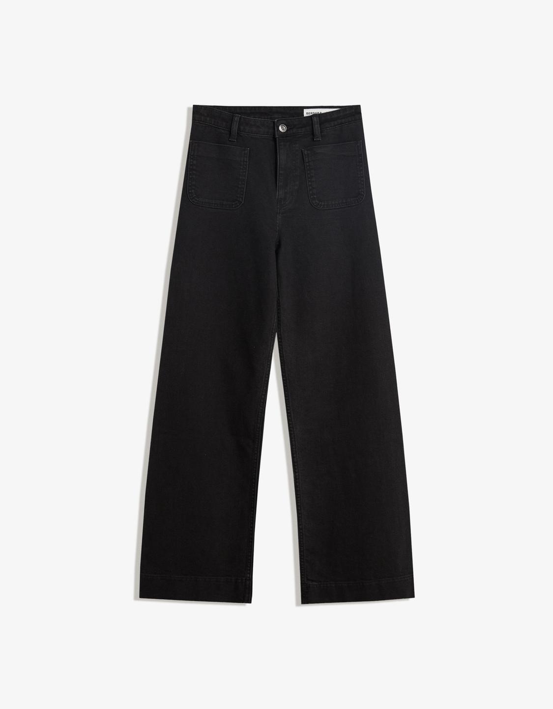 Seamless wide-leg jeans with pockets