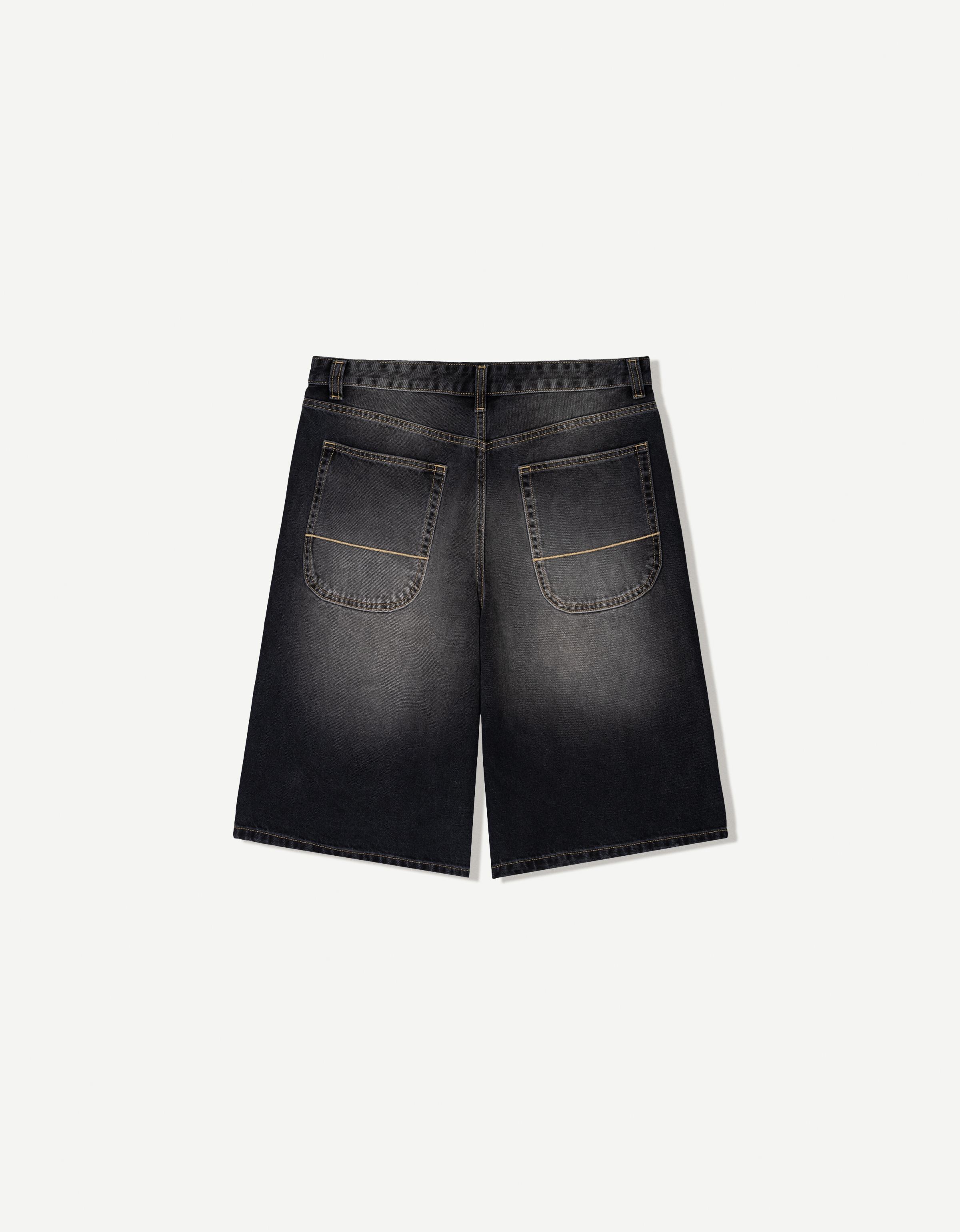 [COSYHARU公式] Black Washed Denim Bermuda Shorts Pants image_f1e42be1-ae78-47fe-920f-