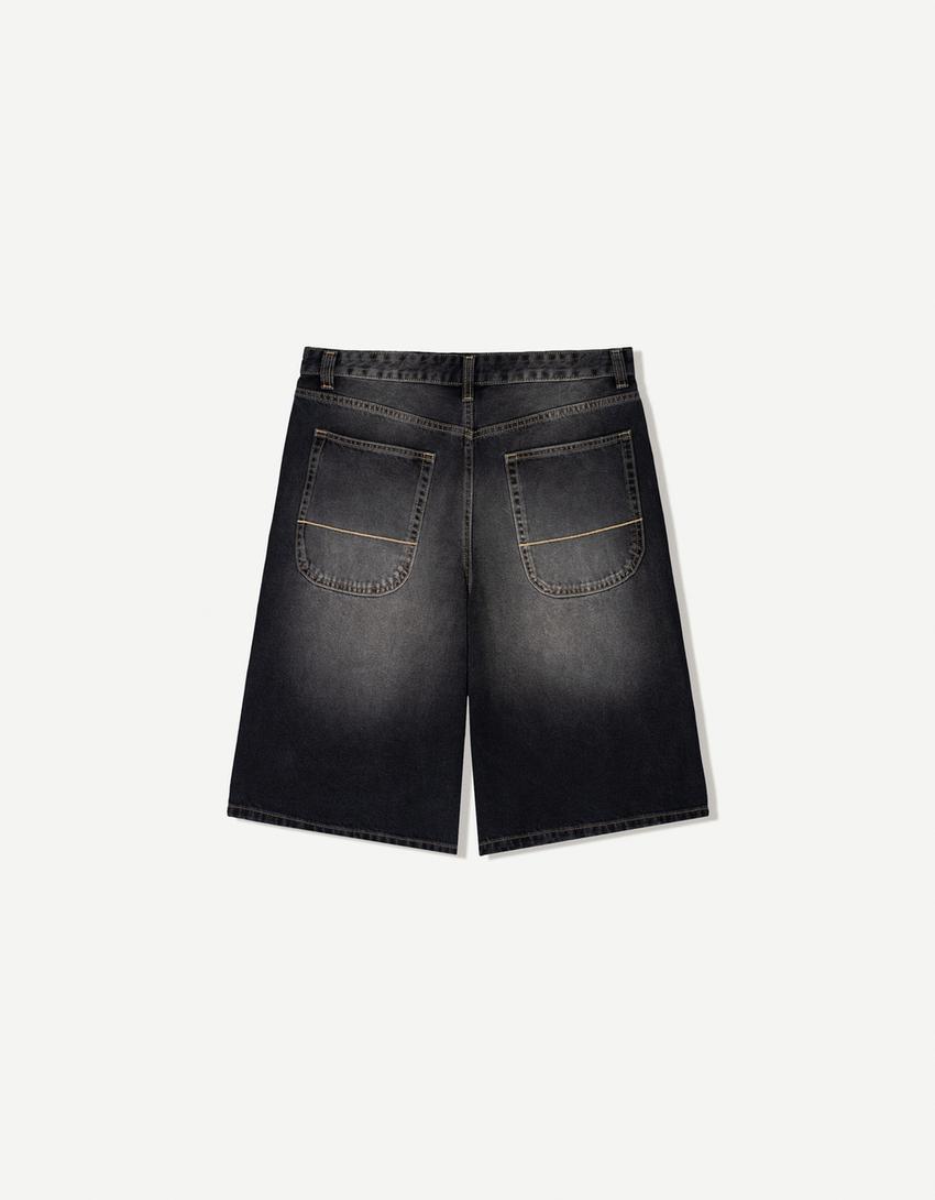 Bermude denim skater-Negru