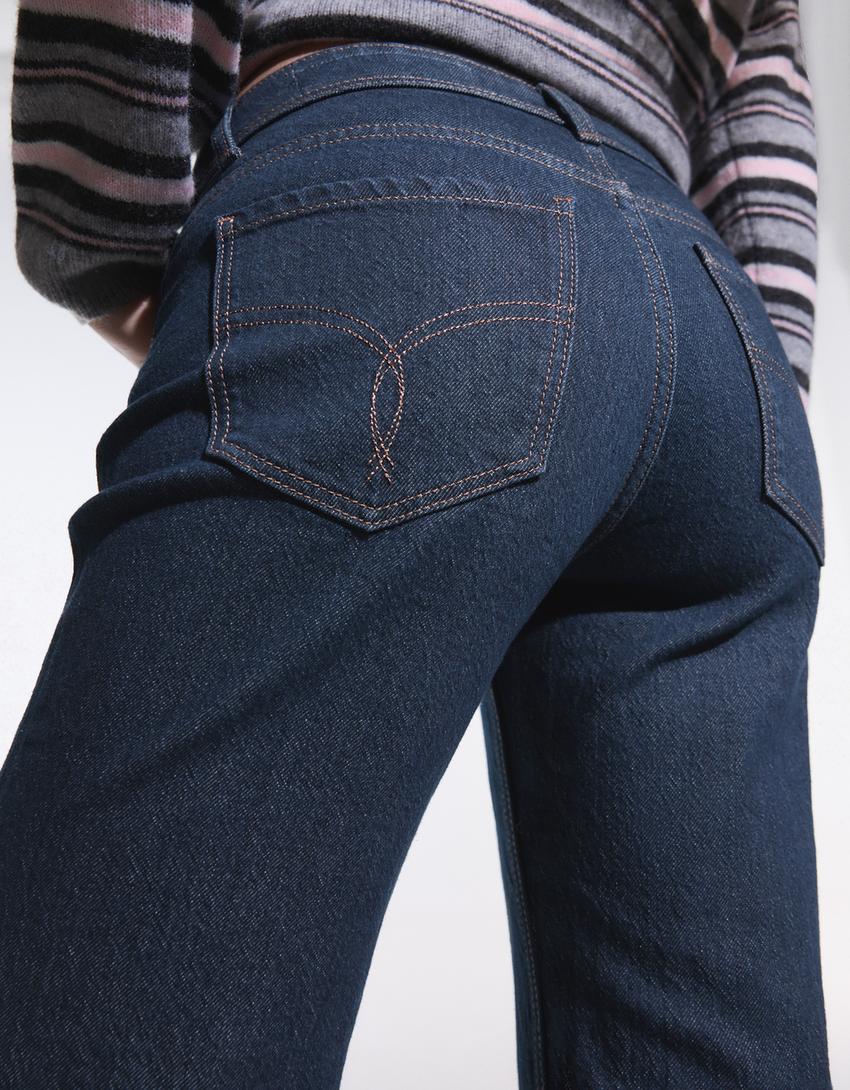 Blugi bootcut talie joasă-Bleumarin