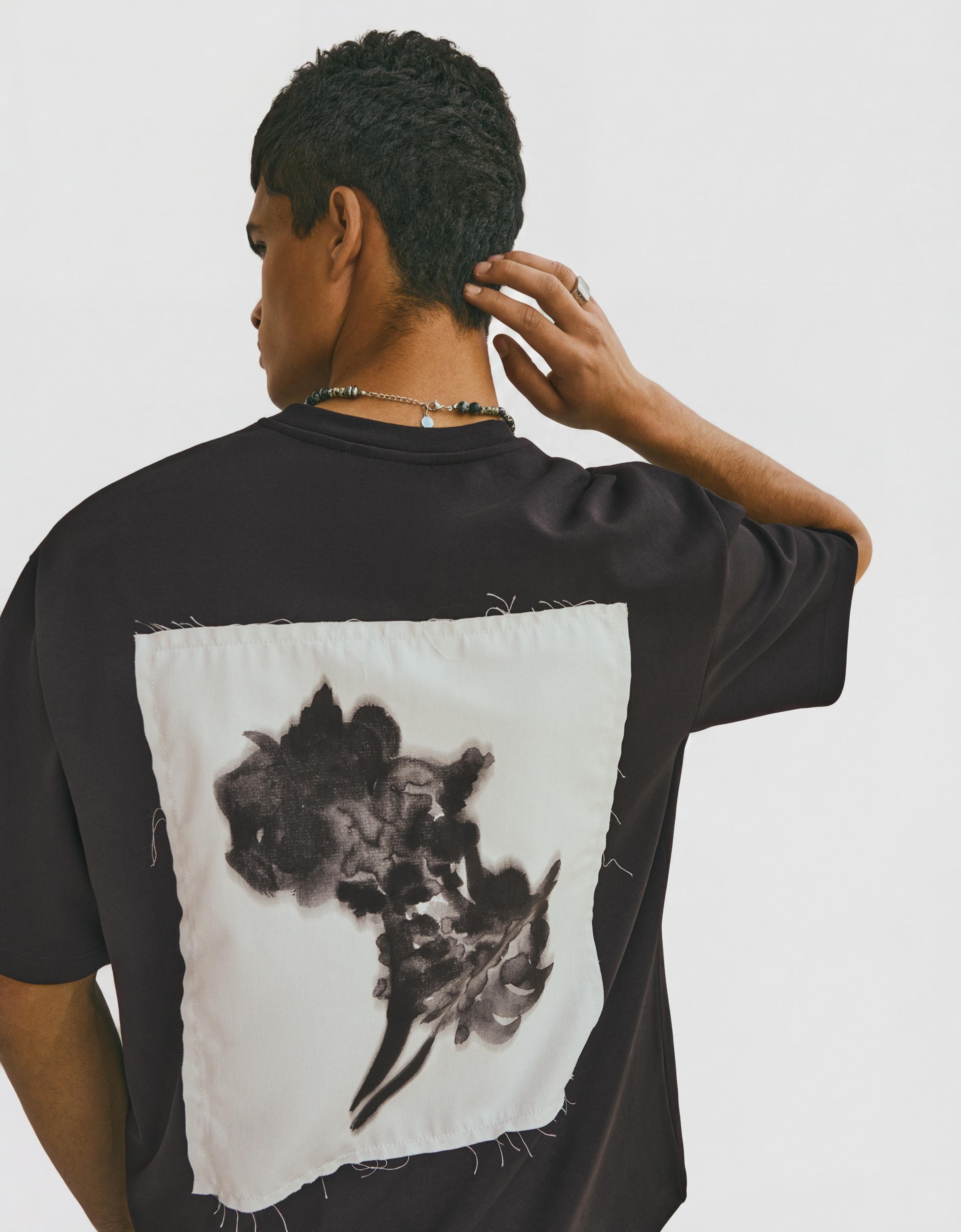 Printed interlock sweatshirt — Black