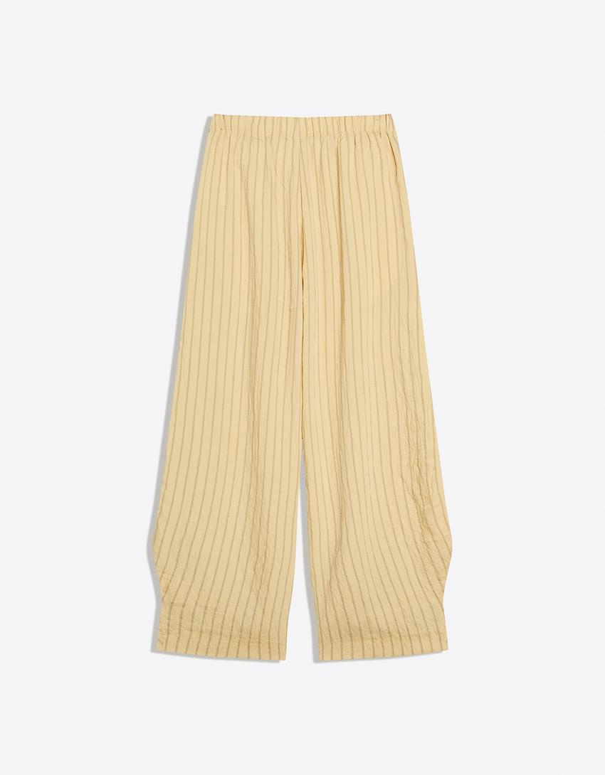 Loose-fitting stripe trousers-Yellow