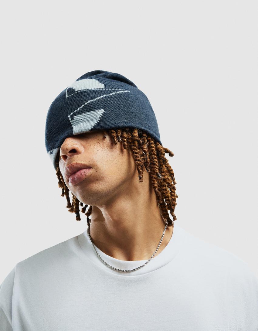 Mönstrad beanie-Blå