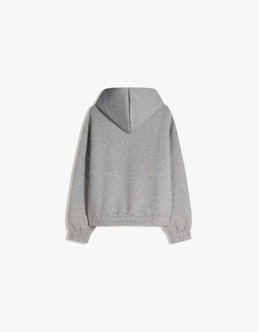 Dessuadora cremallera caputxa efecte neoprè-Gris