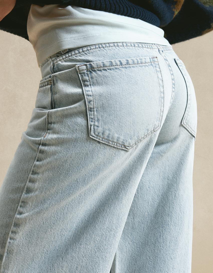 Jeans de perna larga-Azul claro