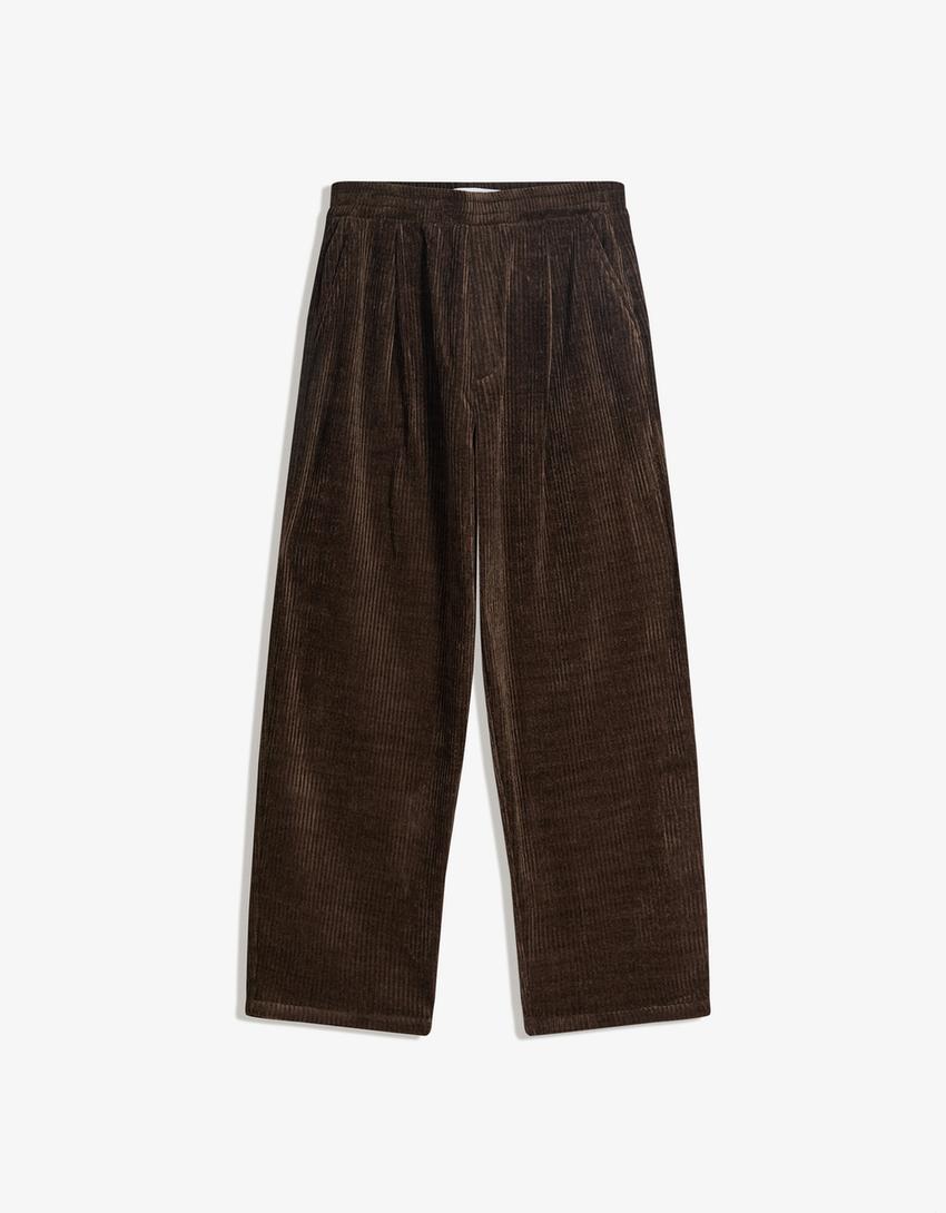 Pantalon chenille ultra baggy fit-Marron