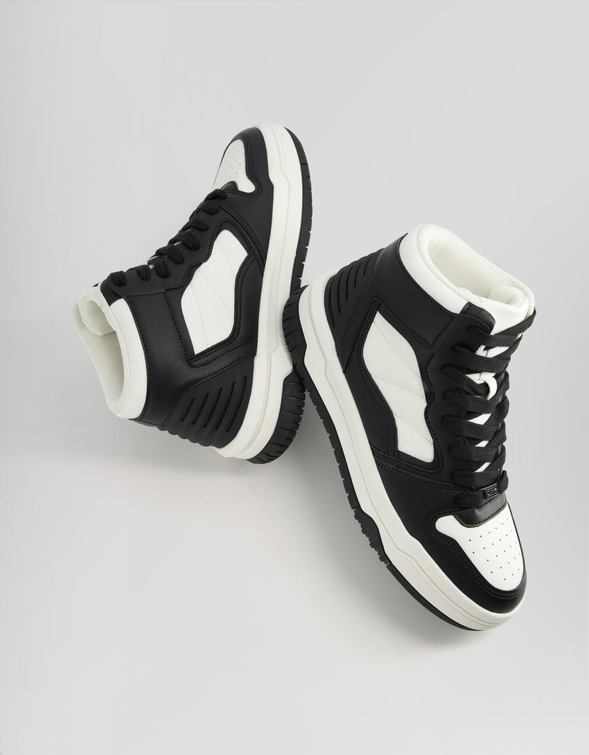 حذاء رياضي برقبة عالية رجالي بمظهر مطاطي-متعدد الألوان-4