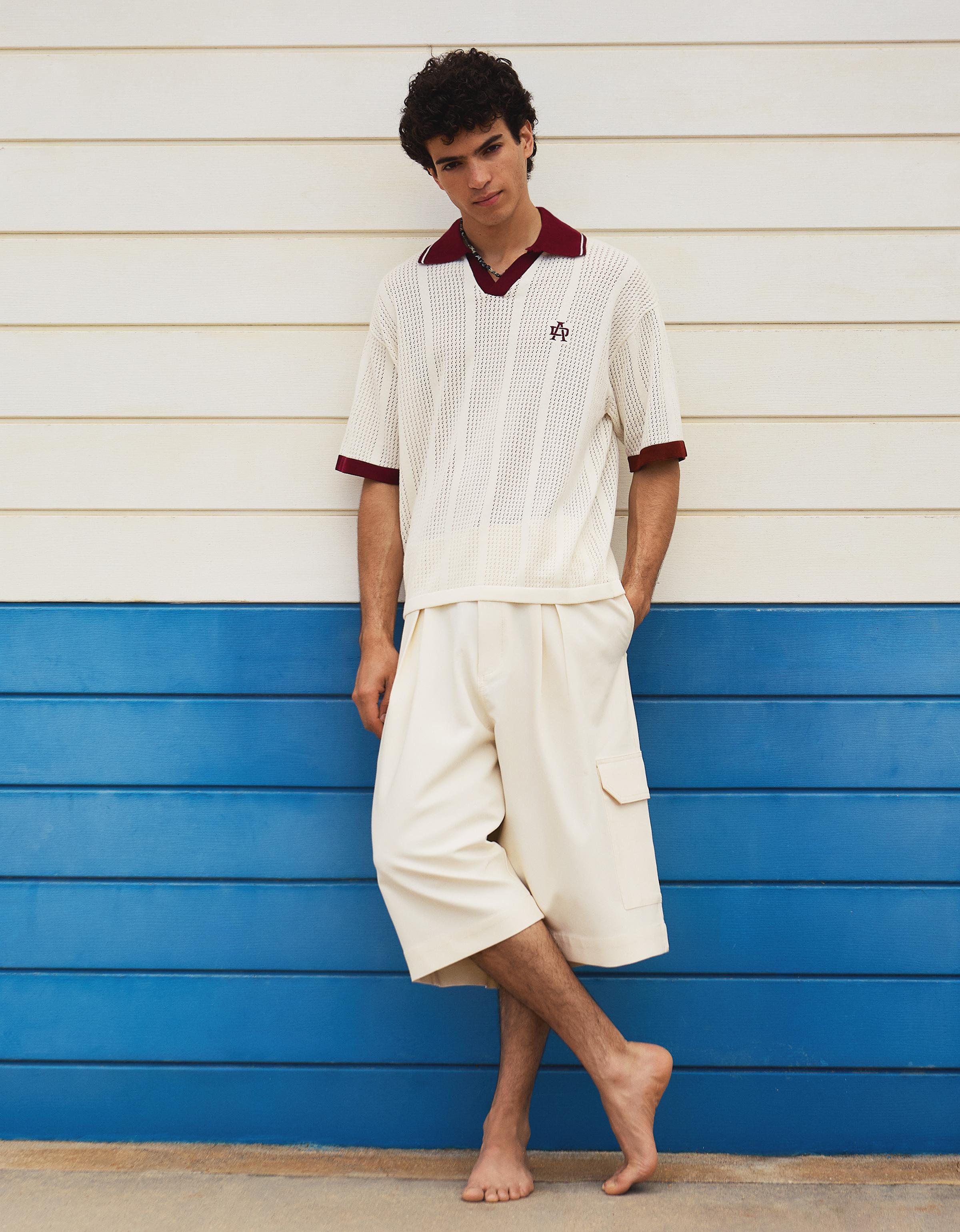 Short sleeve print polo shirt — Off white