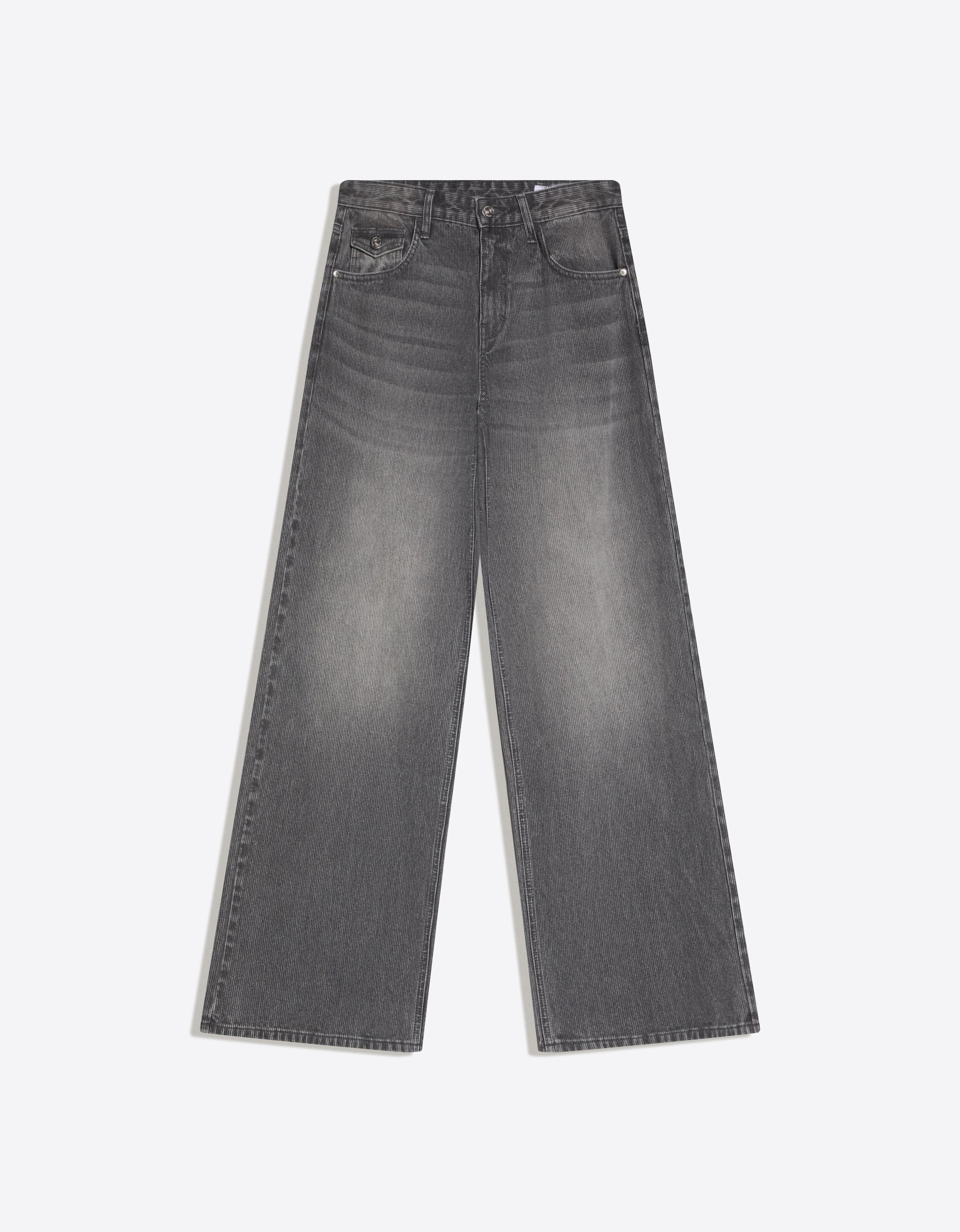 Düşük bel fitilli kadife boyfriend jean - Görsel 4