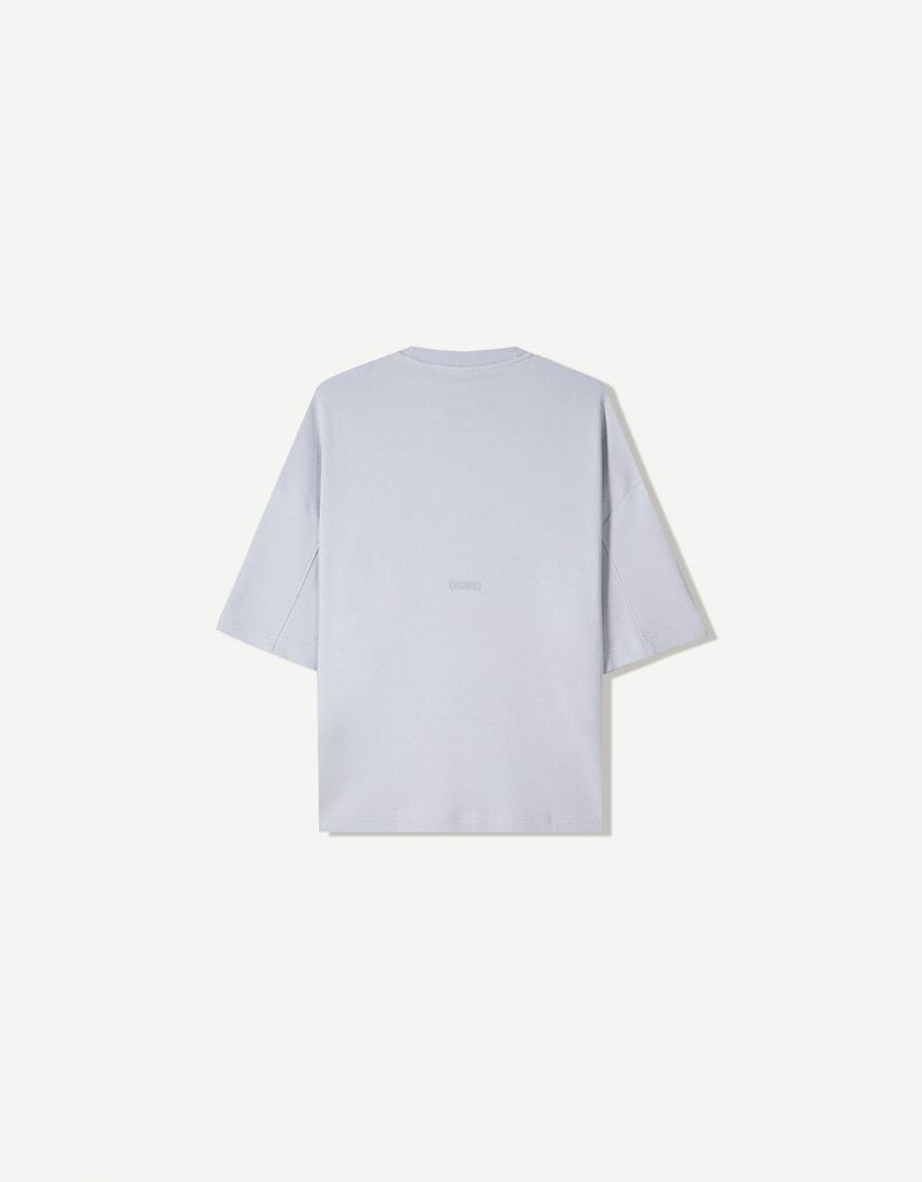 Maglietta maniche corte boxy-Azzurro Lavato-5