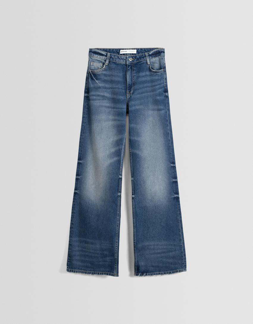 Flared baggy jeans-Blue-5