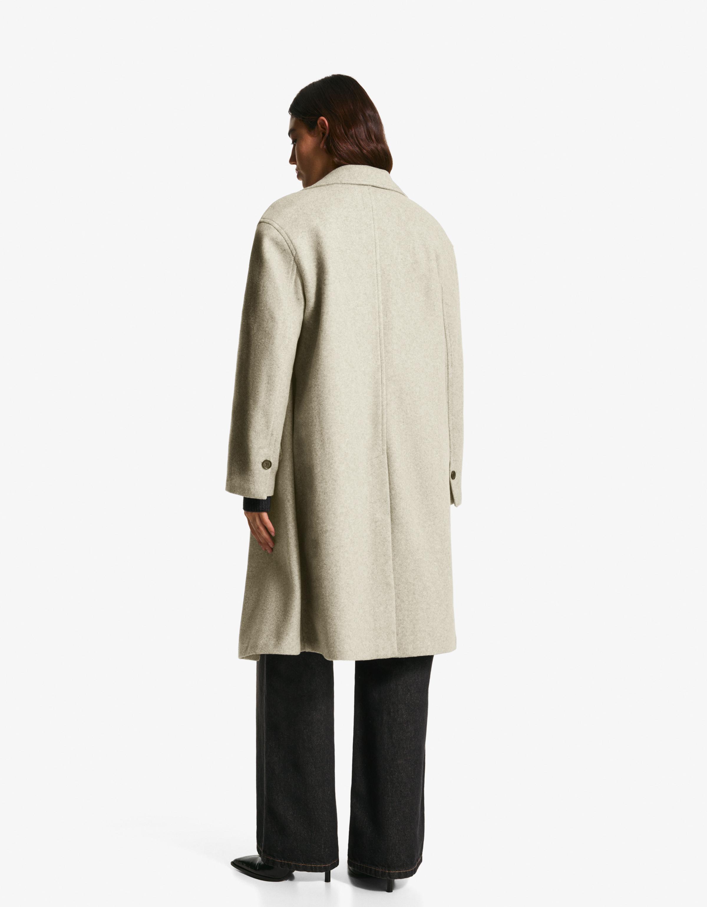Soft-touch long coat — Sand