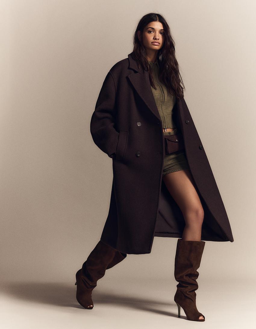 Split stiletto heel boot-Brown