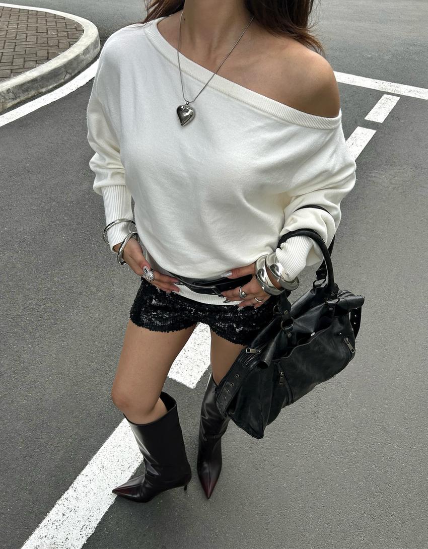 Kurze Mini-Paillettenshorts-Schwarz