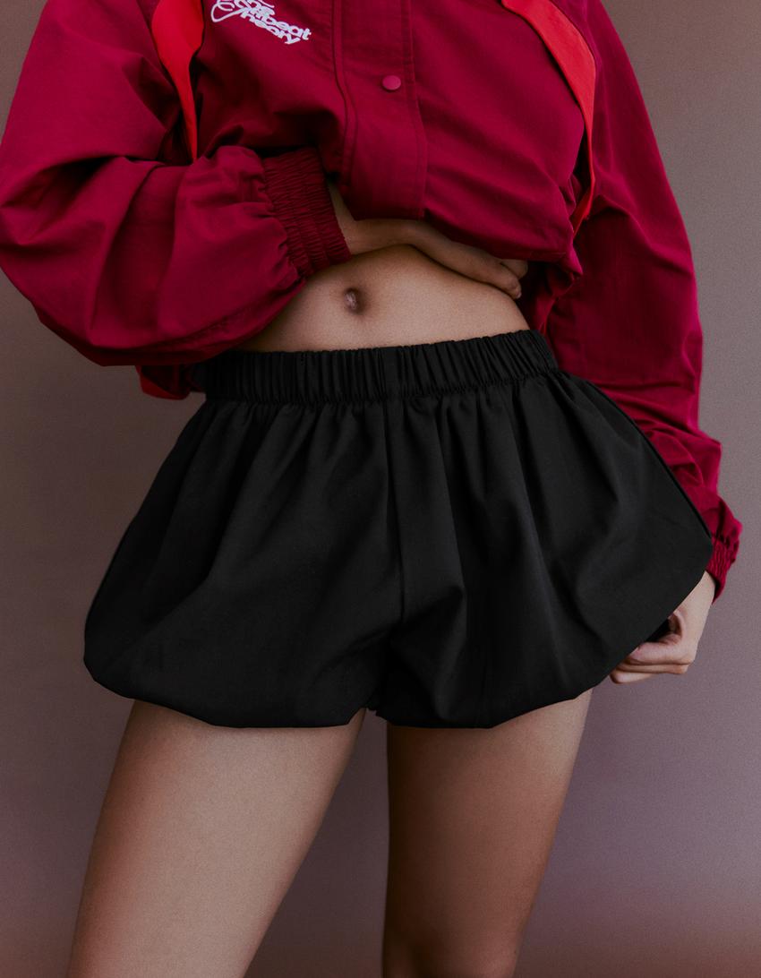 Shorts mini globo cuadros-Negro