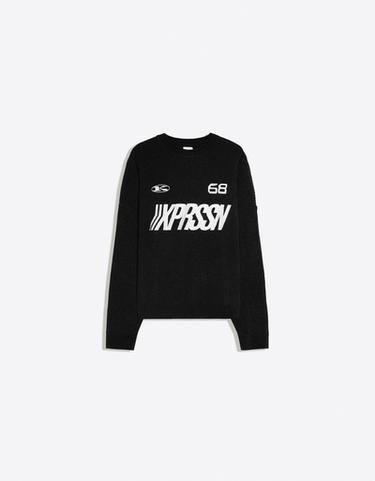 Graphic round neck knit jumper — Black 5