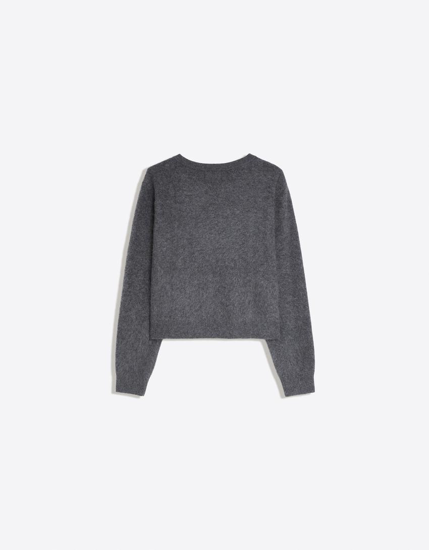 100% wool crew neck sweater-Grey