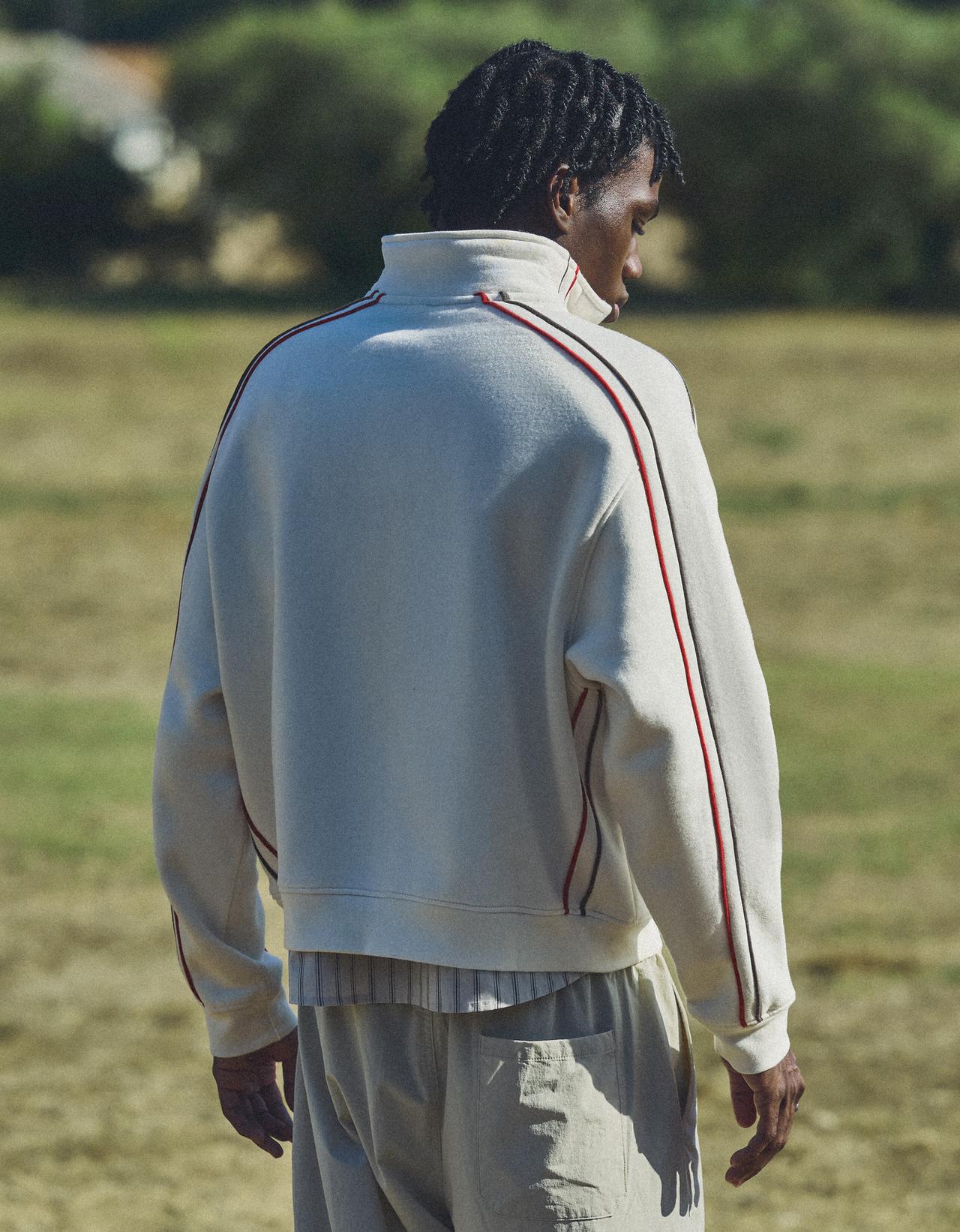 Graphic half-length zip jumper — Off white