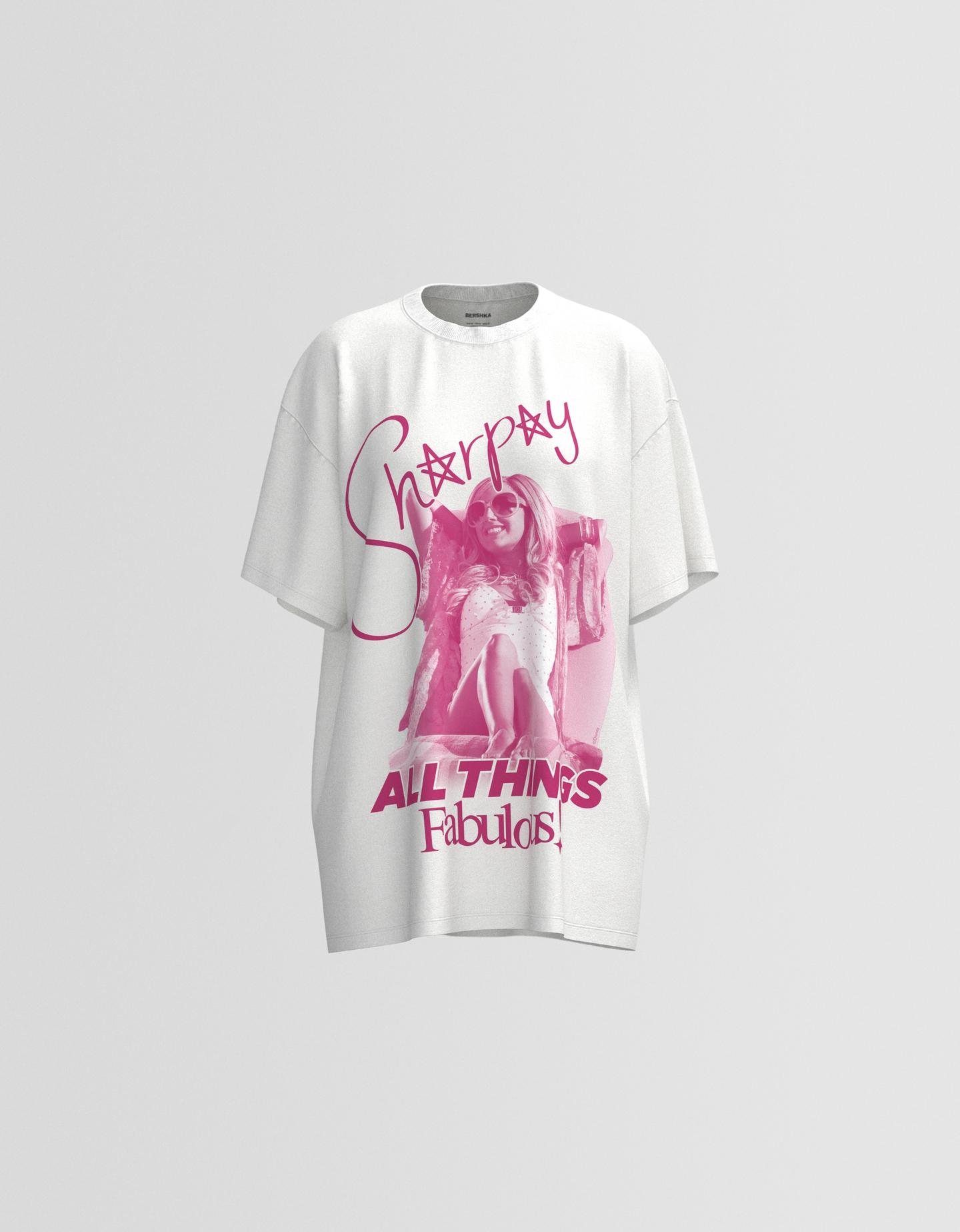 Bershka Camiseta Sharpay High School Musical Manga Corta Oversize Print Mujer Xl Blanco Roto