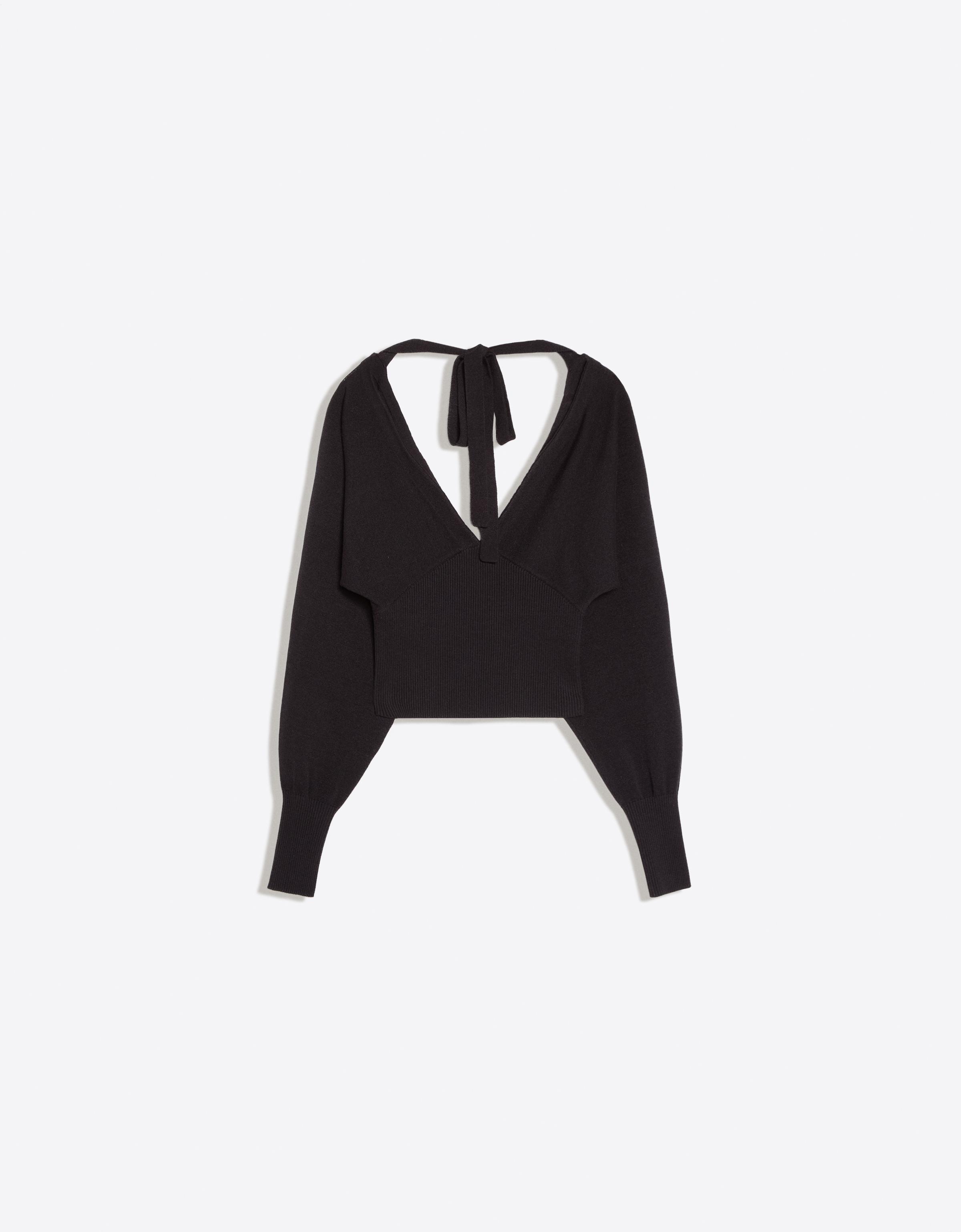V-neck jumper with tied detail — Black