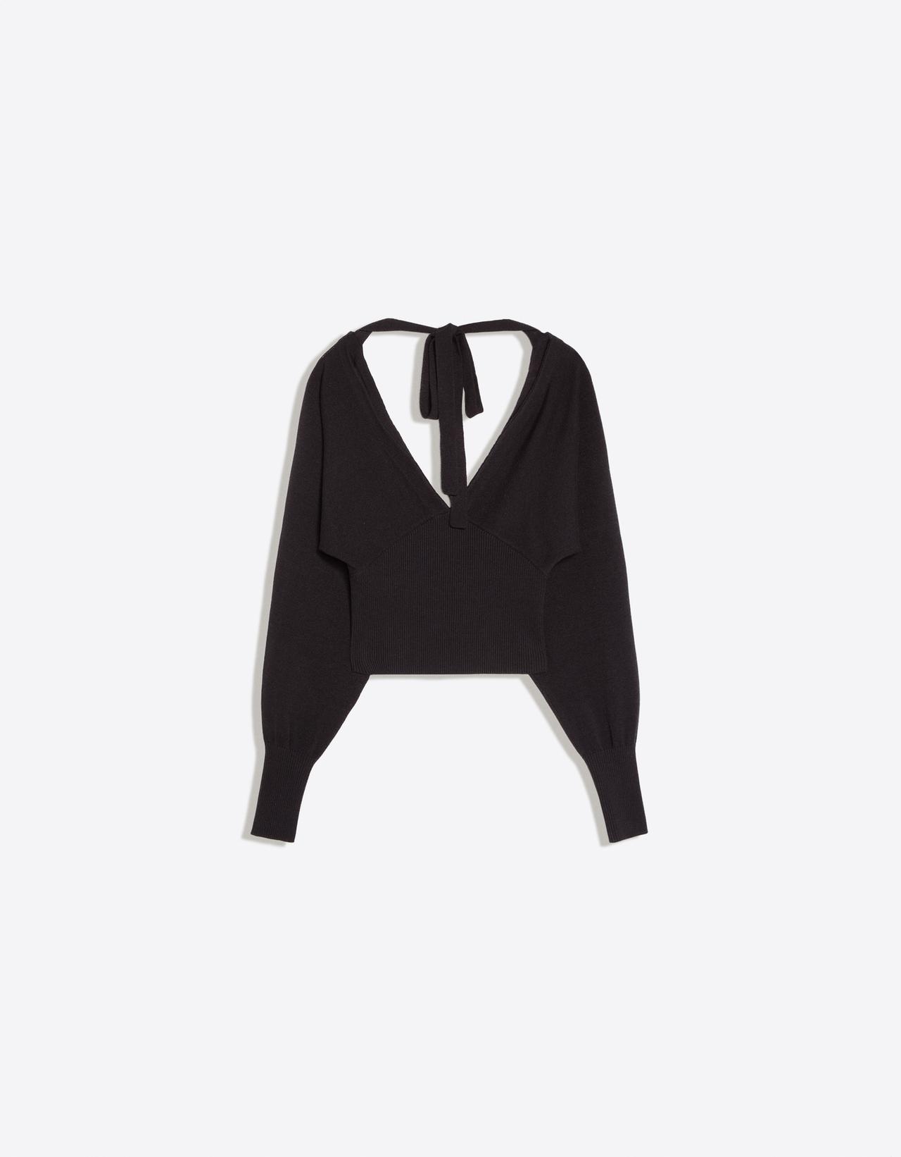 V-neck jumper with tied detail — Black