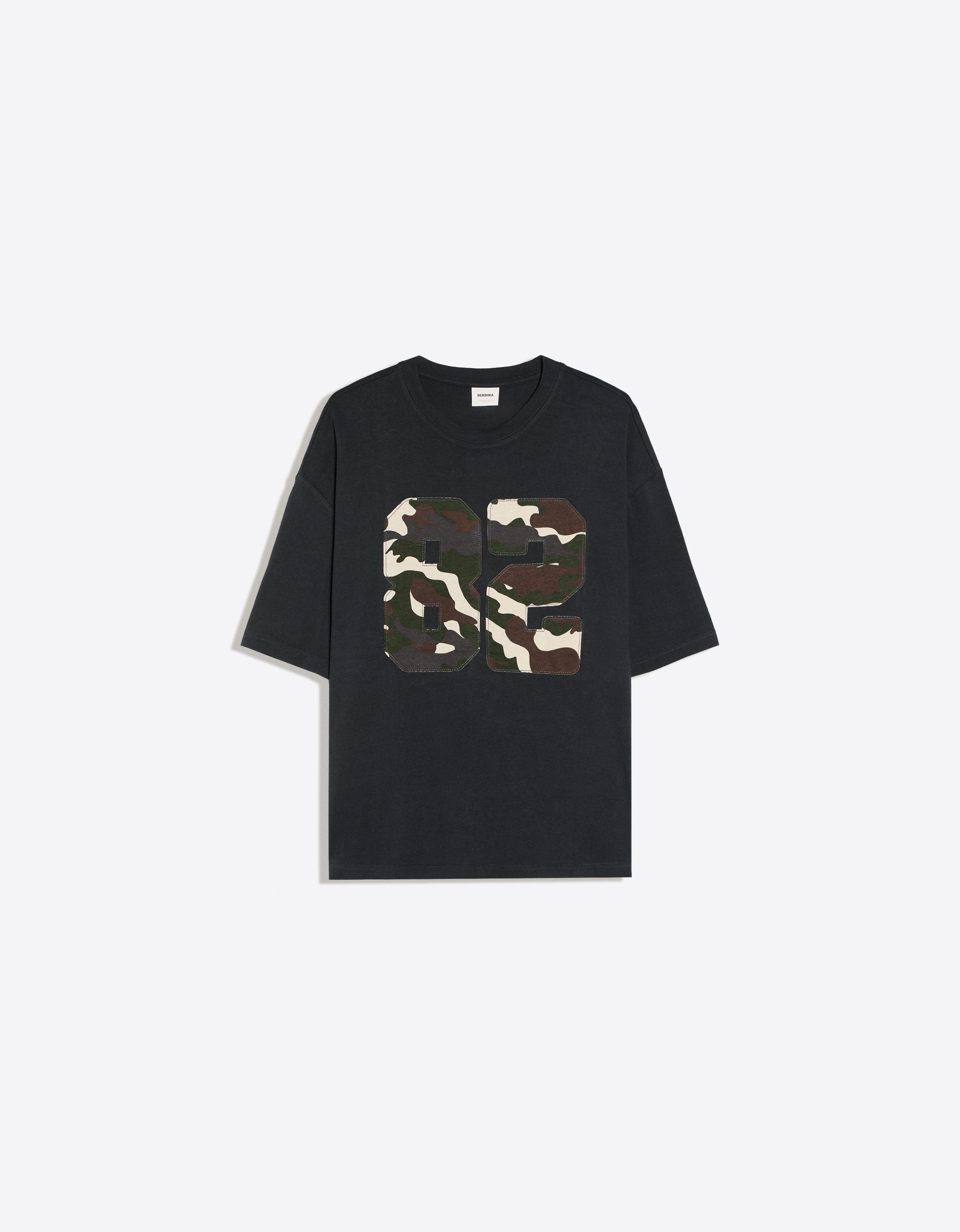 Short sleeve patch print T-shirt — Grey