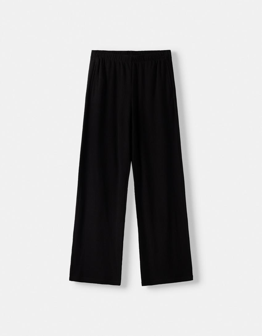 Ensemble gilet et pantalon gaufré-Noir-5