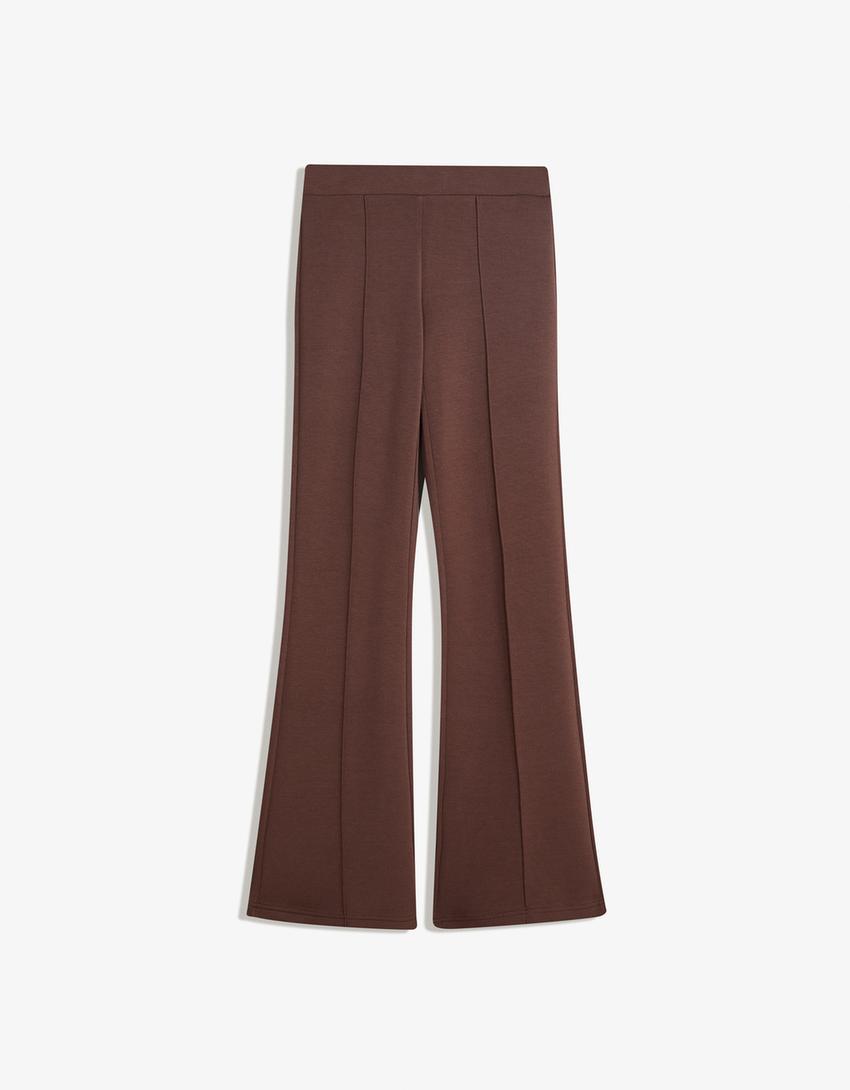 Modal flare fit pantolon-Kahverengi