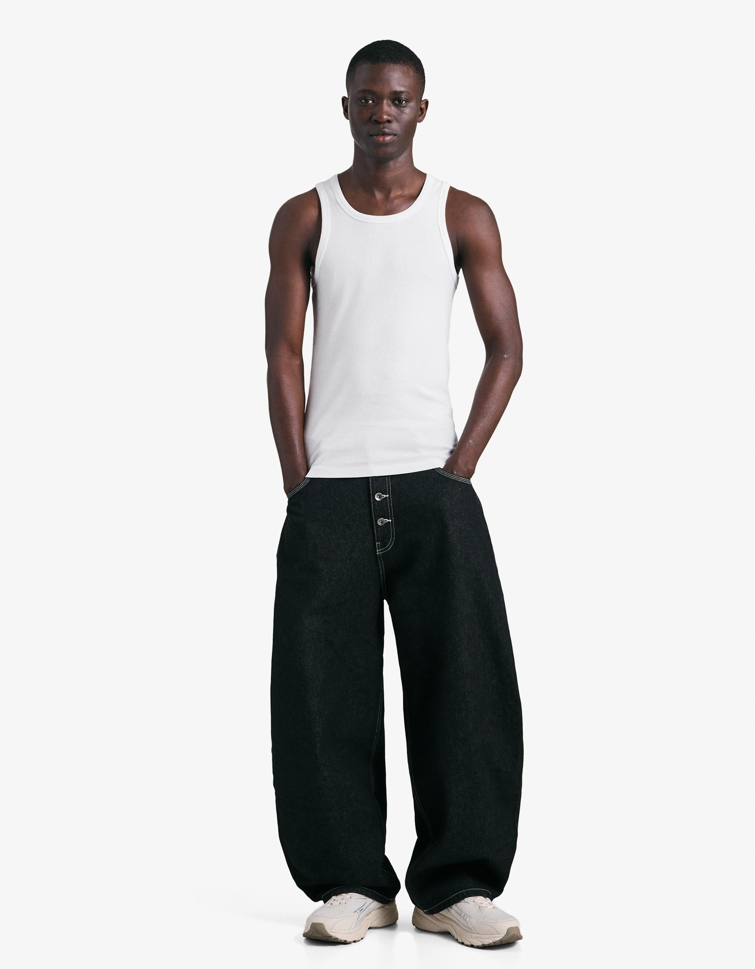 Ribbed vest top — White