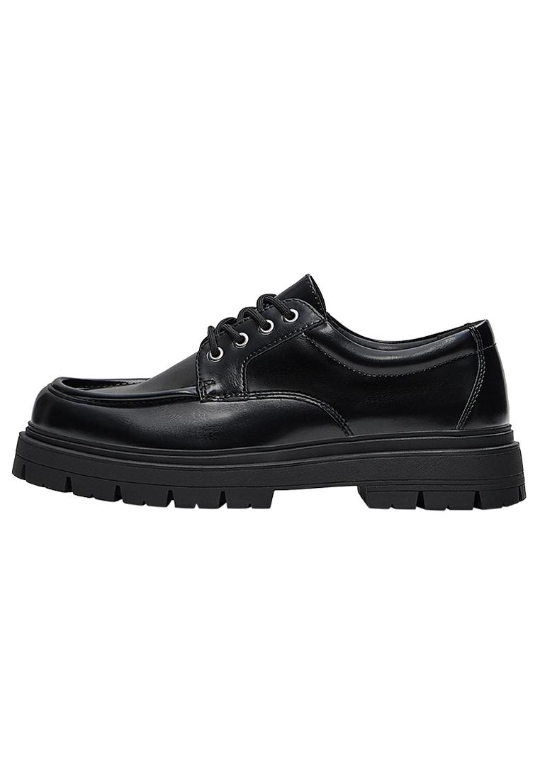 MOC TOE DERBY SHOES — BLACK