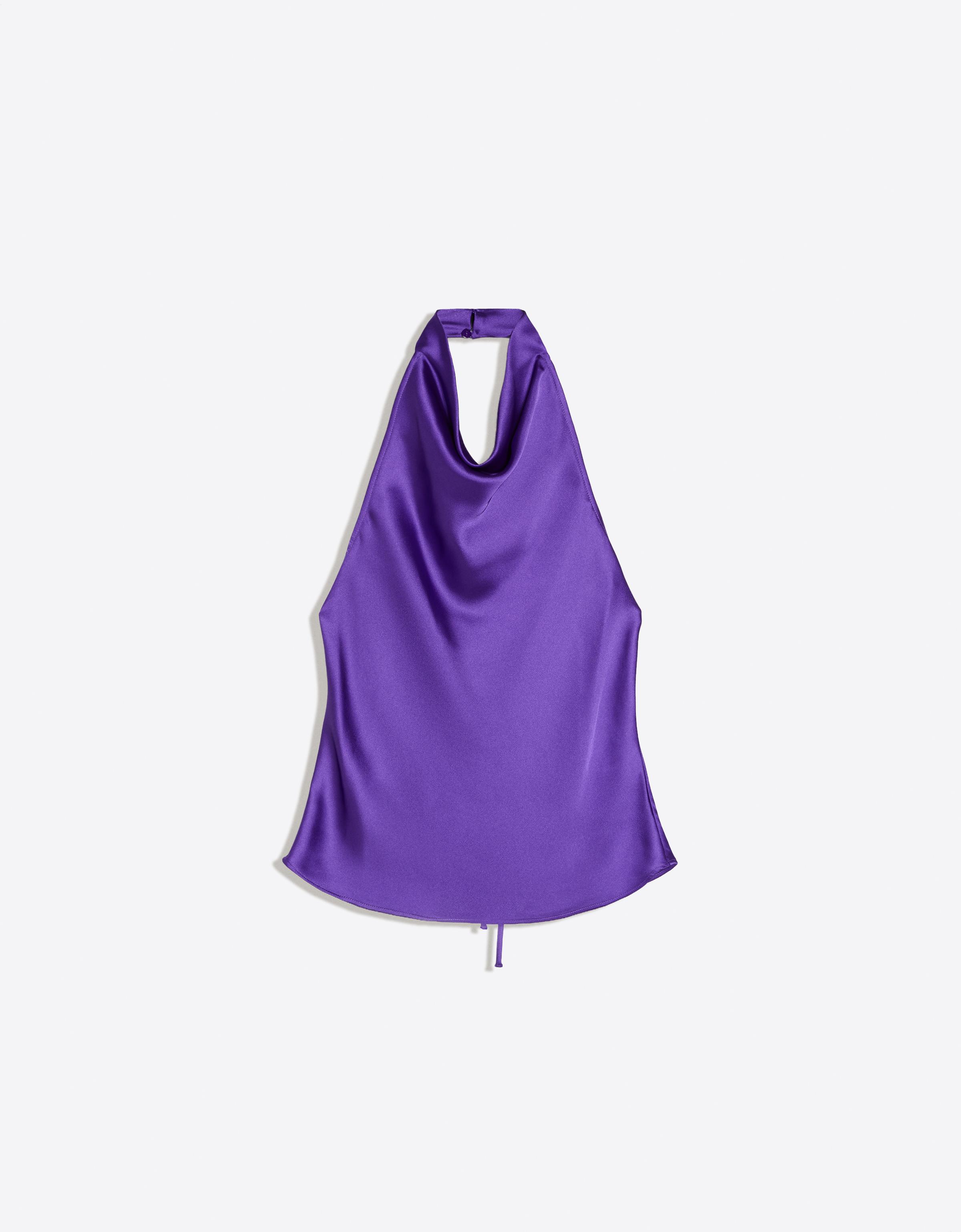 Draped sateen top — Violet