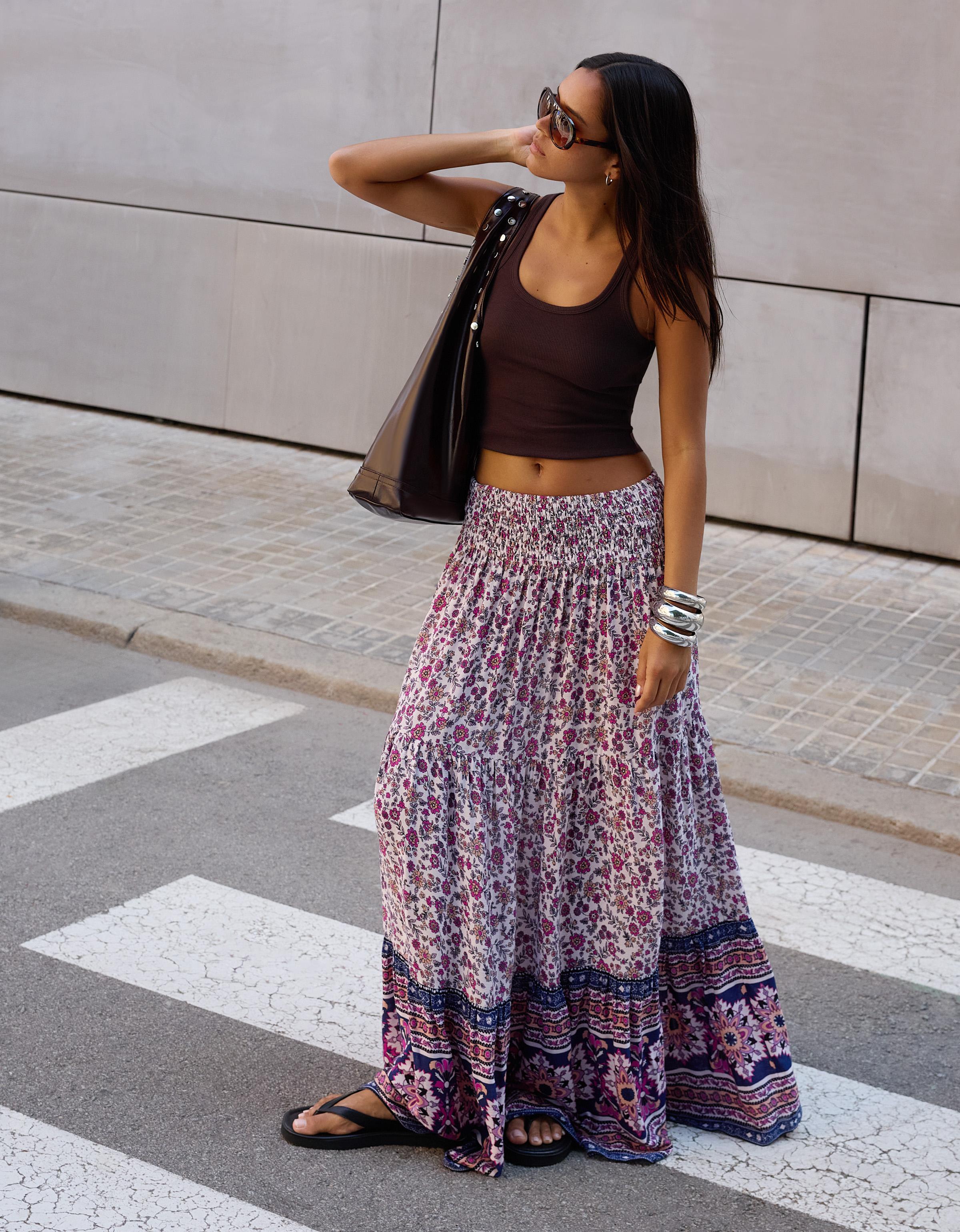 ☆ドイツ発*BERSHKA*新作*BOHOプリントマキシスカート/NV☆ Printed maxi boho skirt - Skirts & shorts - Women | Bershka