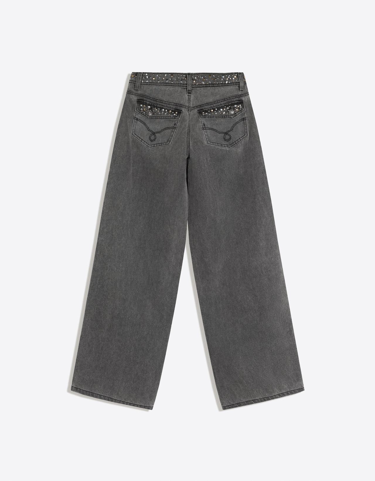 Straight-leg studded trousers — Dark grey