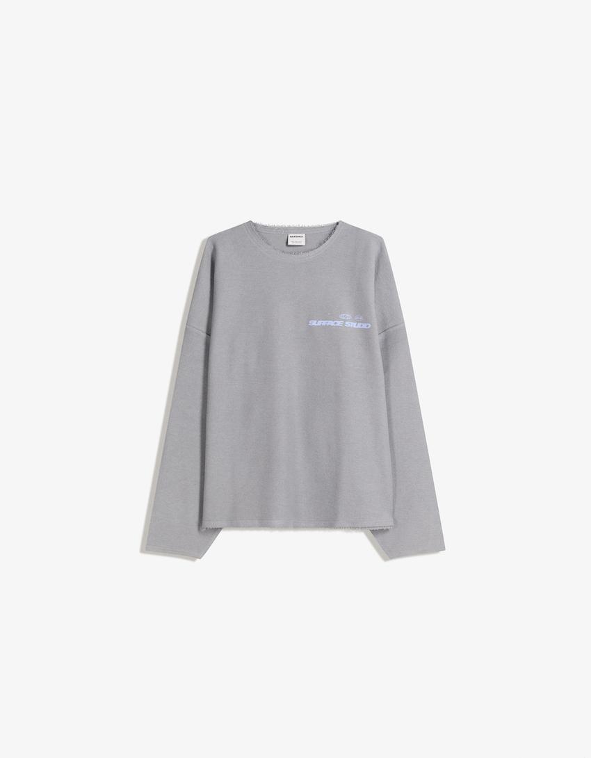 Printed sweater-Washed out blue