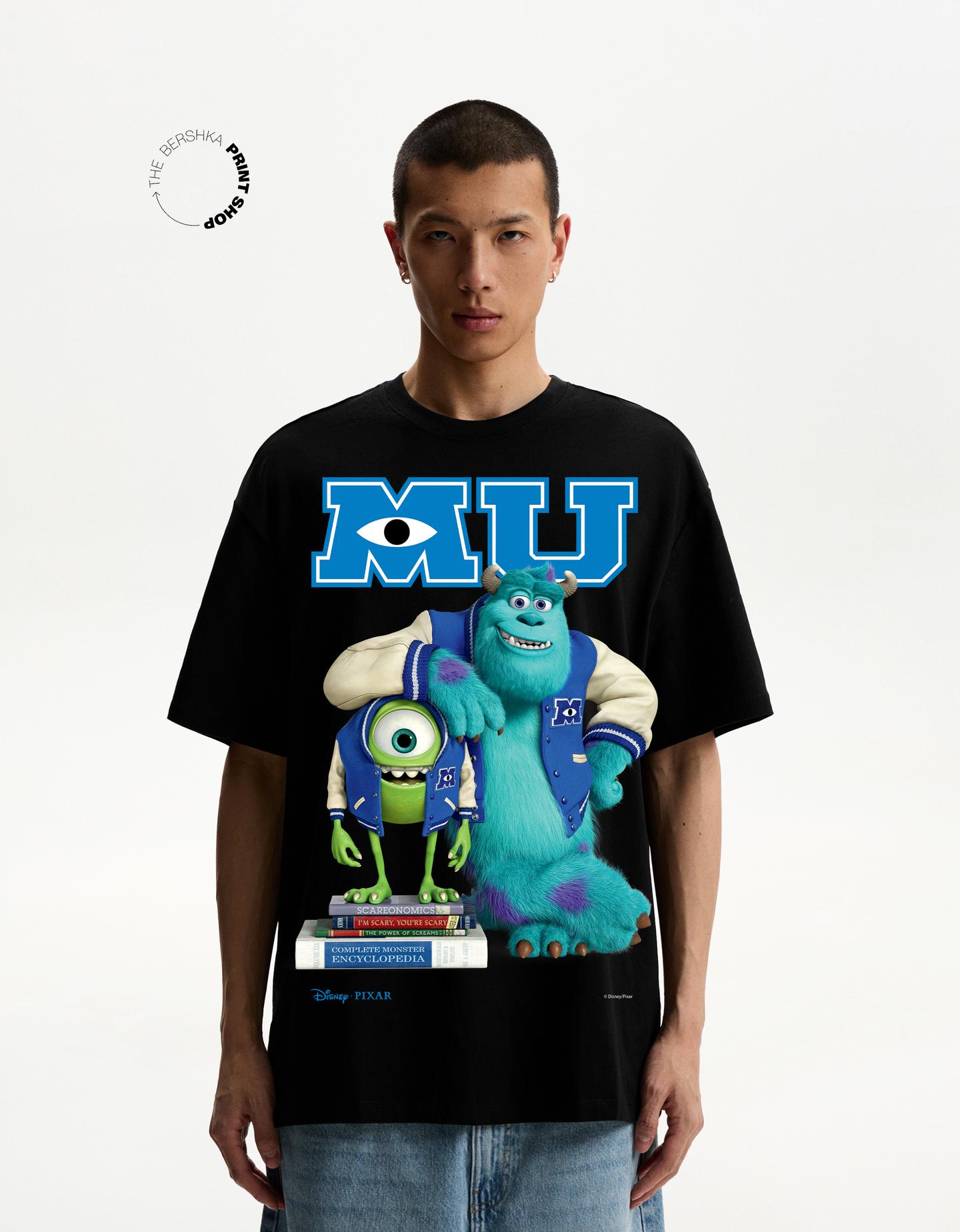 Bershka koszulka z krótkim rękawem monsters, inc czarny