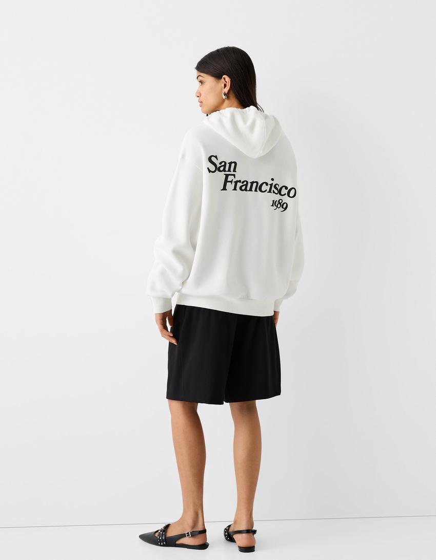 Sweat capuche imprimé-Blanc cassé-1