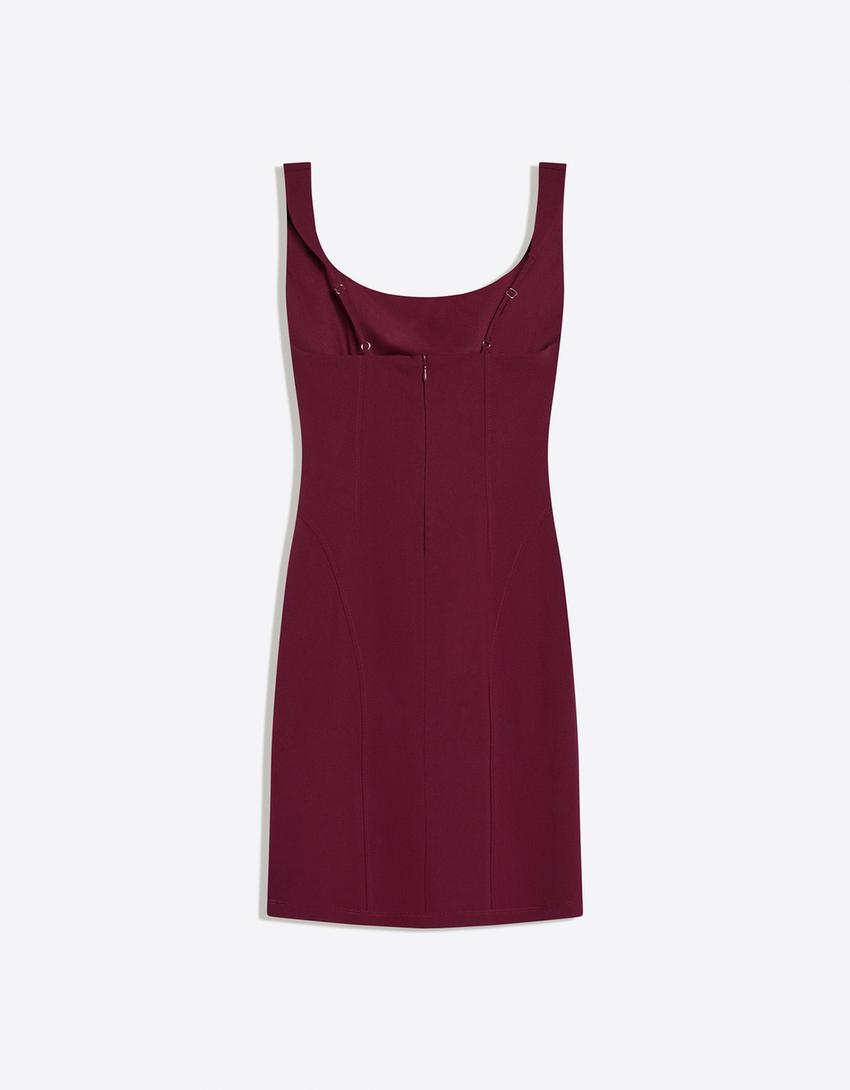 Vestido tirantes mini bengalina-Granate