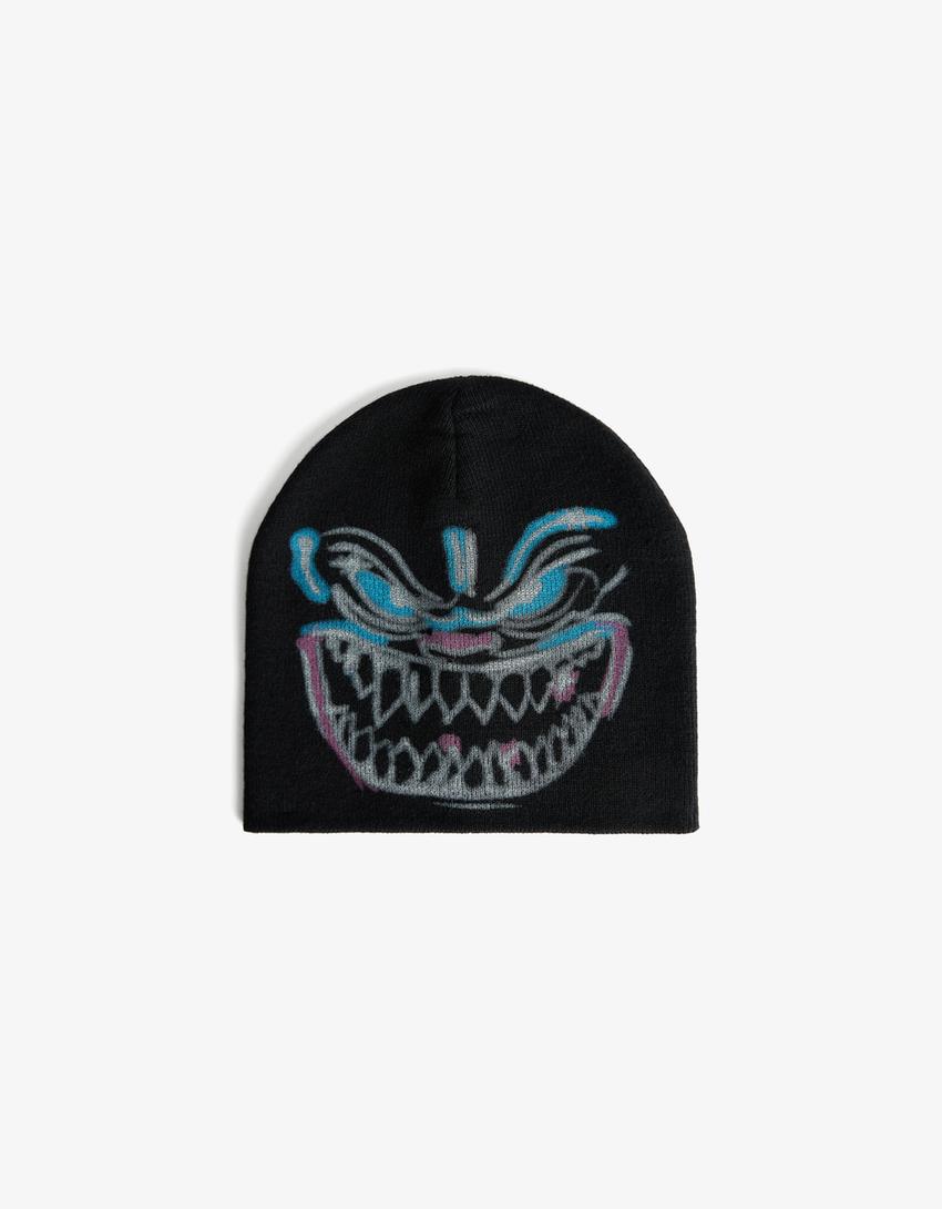 Beanie print-Negro