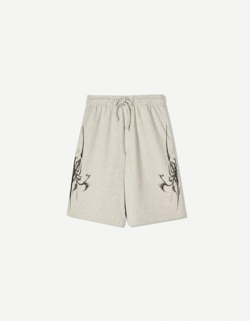 Bermuda mit Print-Grau