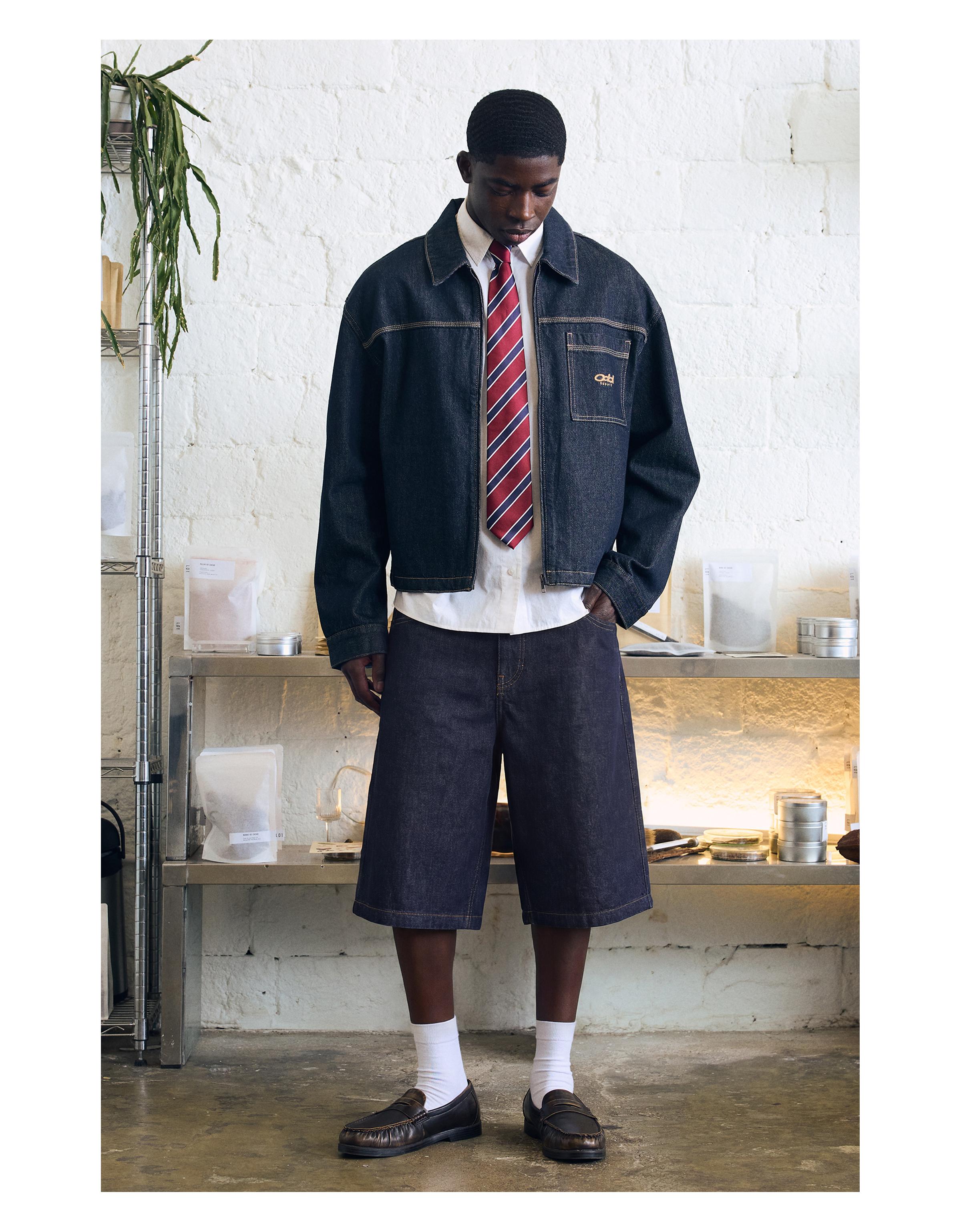 Baggy fit denim bermuda - Görsel 50