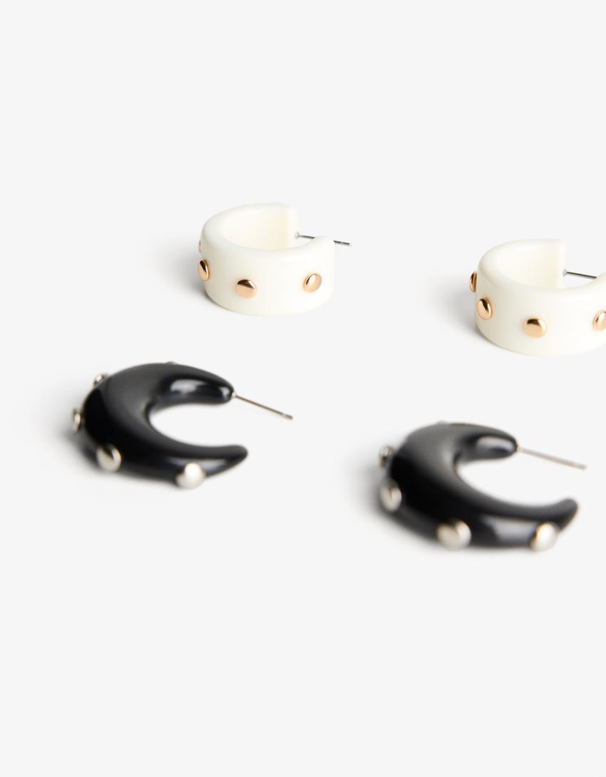 2-pack of studded earrings-Black