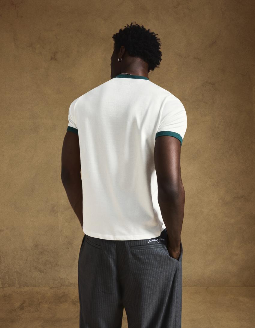 Camiseta manga corta rib-Blanco roto