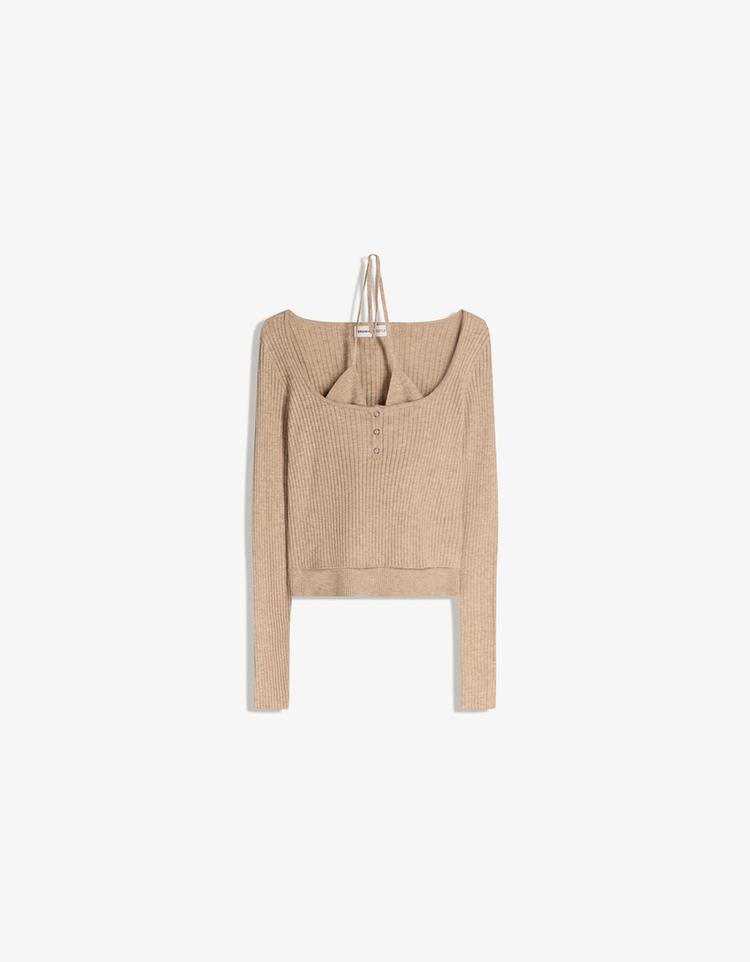 Knit sweater with top