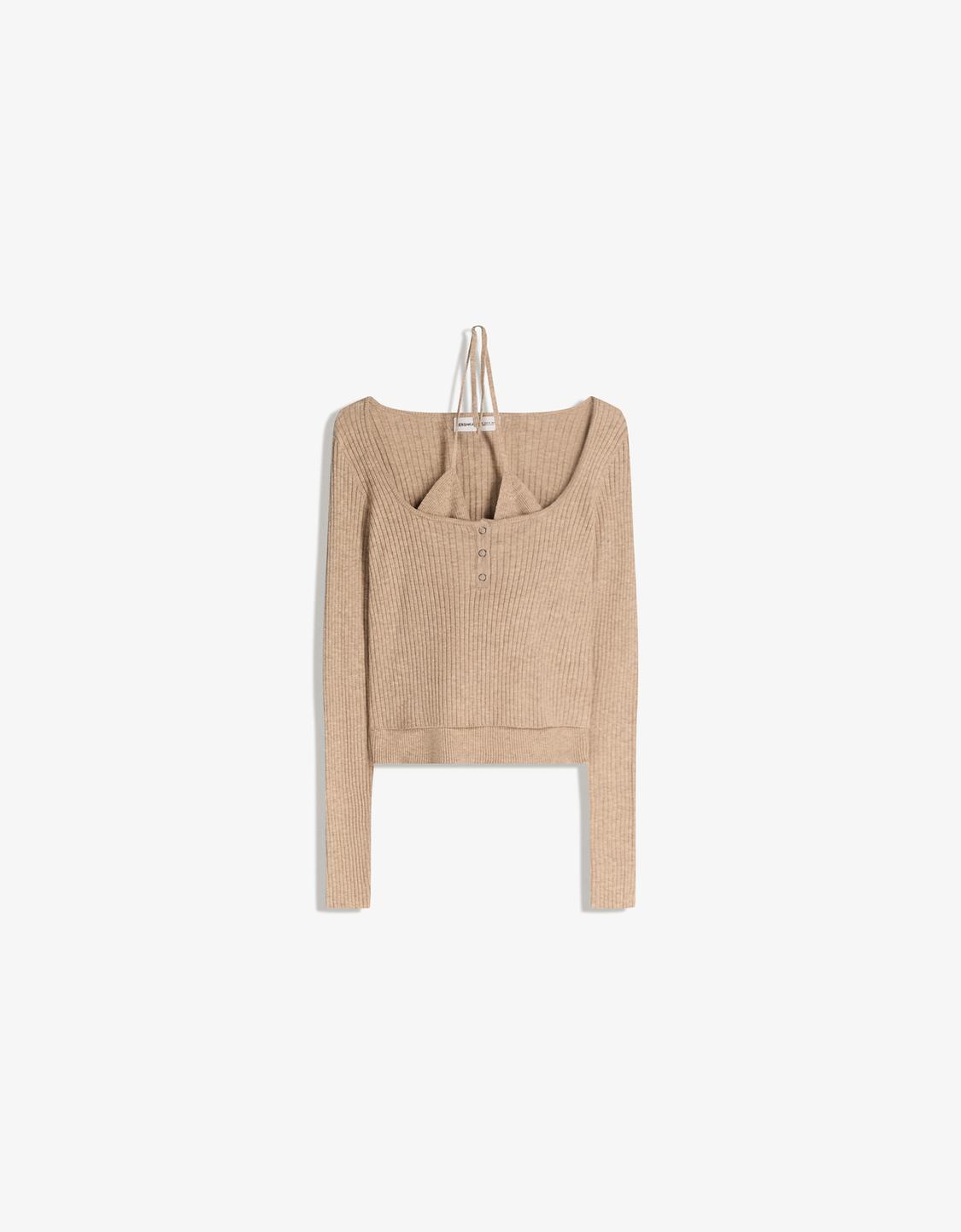 Knit sweater with top