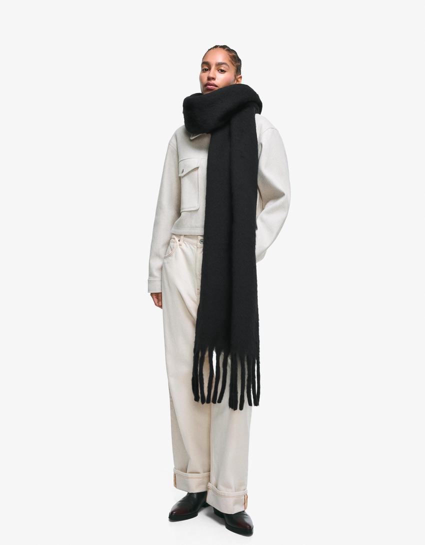 Solid-coloured scarf-Black