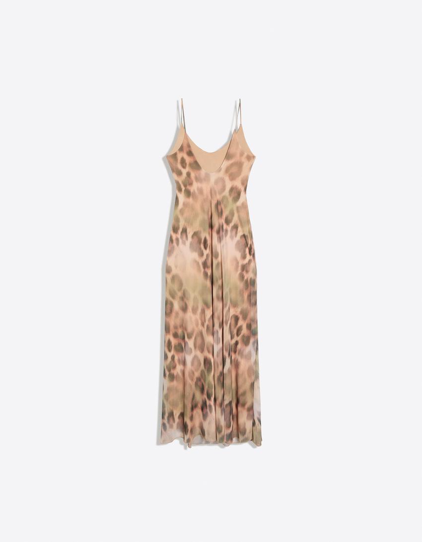 Vestido midi tul animal print-Arena