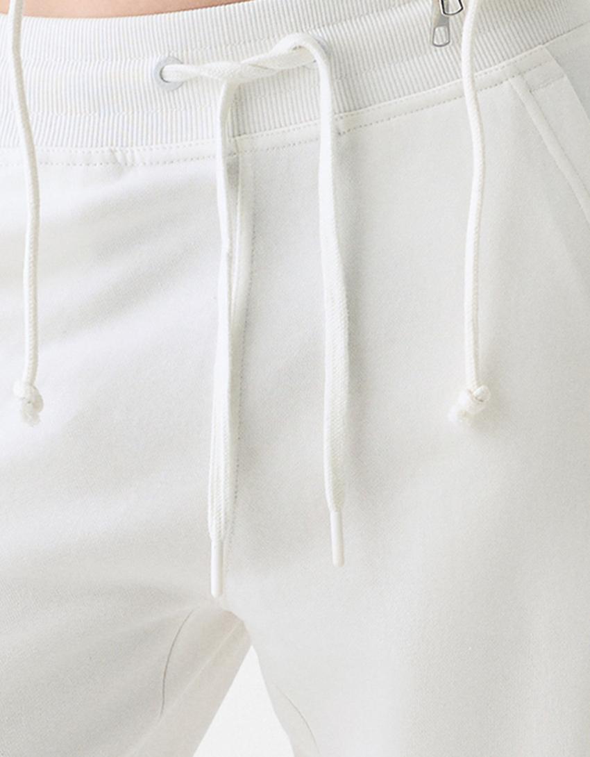 Pantalon jogger en molleton-Blanc cassé-5