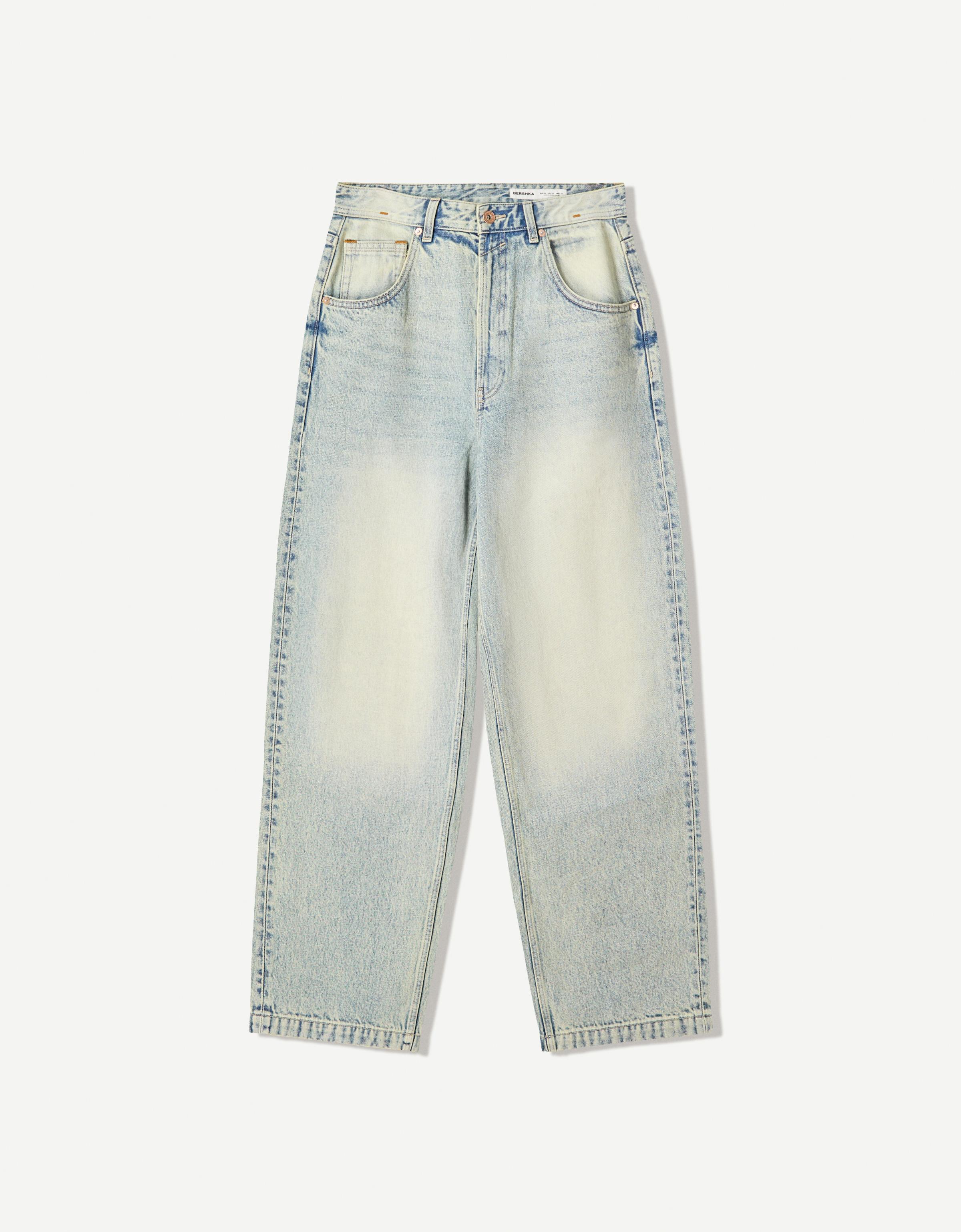 【BERSHKA】BAGGY PRINTED ベルシュカ バギーデニム Bershka printed baggy jean in blue | ASOS